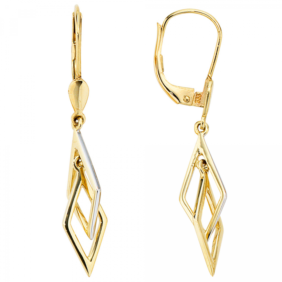 Ohrhänger 333 Gold Gelbgold bicolor Ohrringe Boutons Goldohrringe