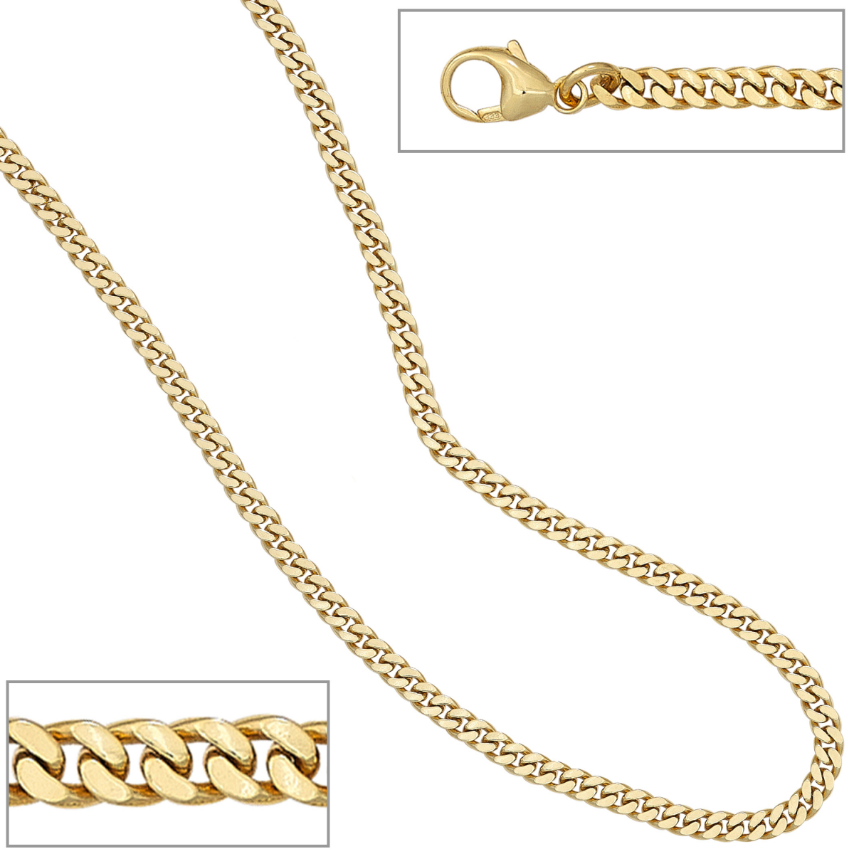 Panzerkette 333 Gelbgold massiv 3,3 mm 50 cm Gold Kette Halskette Goldkette