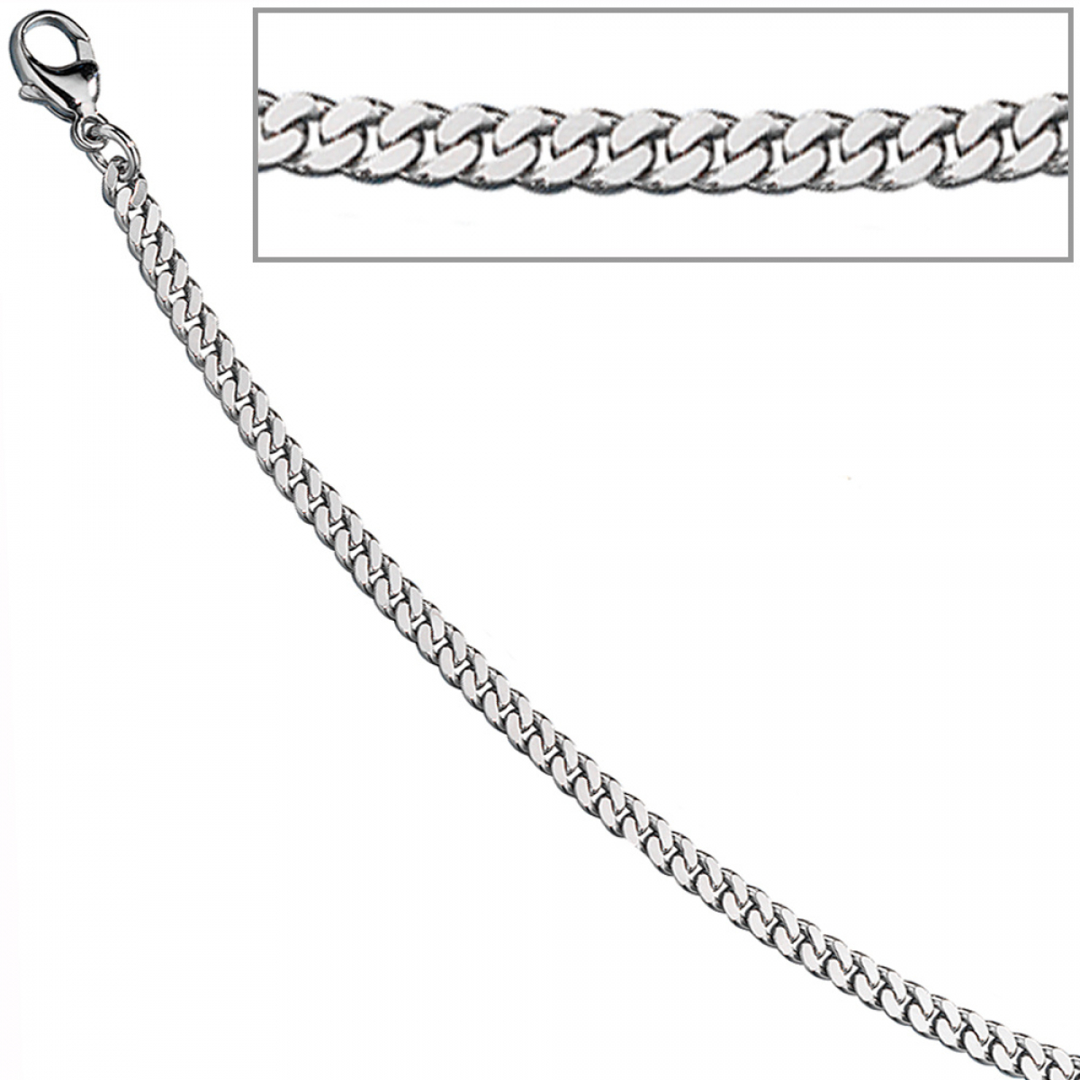 Panzerarmband 585 Weißgold massiv 21 cm Gold Armband Weißgoldarmband Karabiner