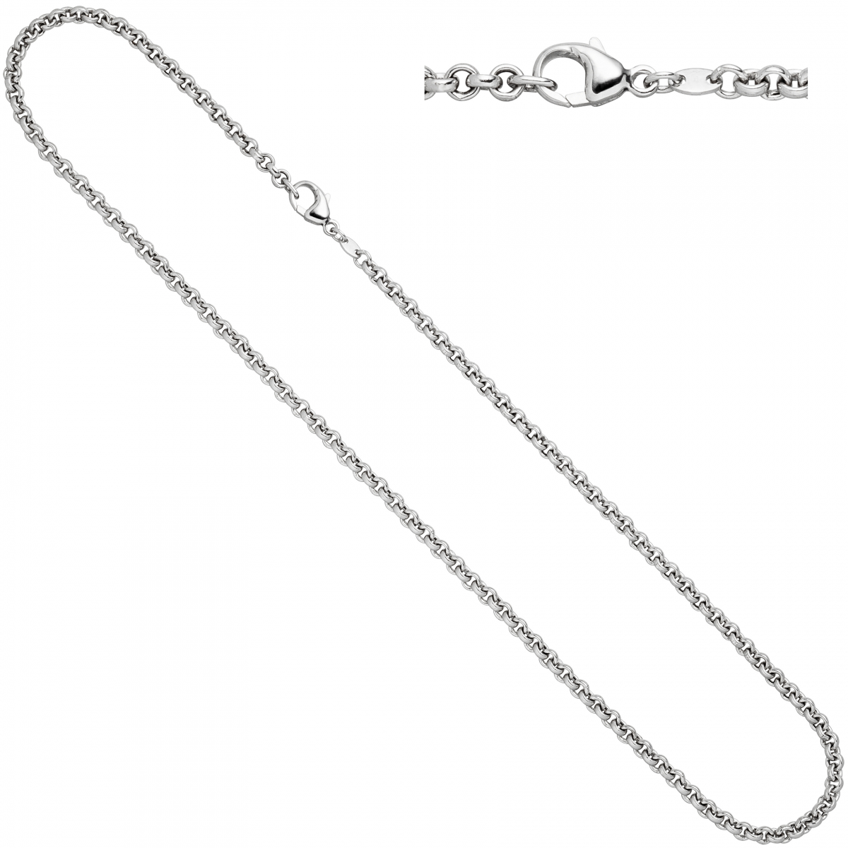 Erbskette 585 Weißgold 3 mm 45 cm Gold Kette Halskette Weißgoldkette Karabiner