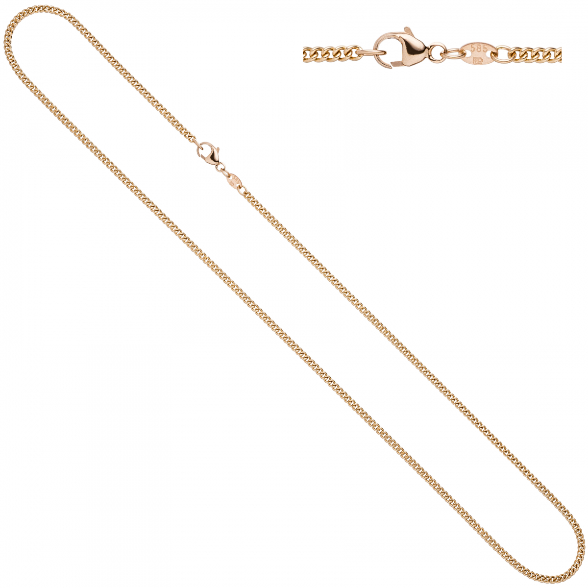 Panzerkette 585 Rotgold 2,0 mm 45 cm Gold Kette Halskette Rotgoldkette Karabiner