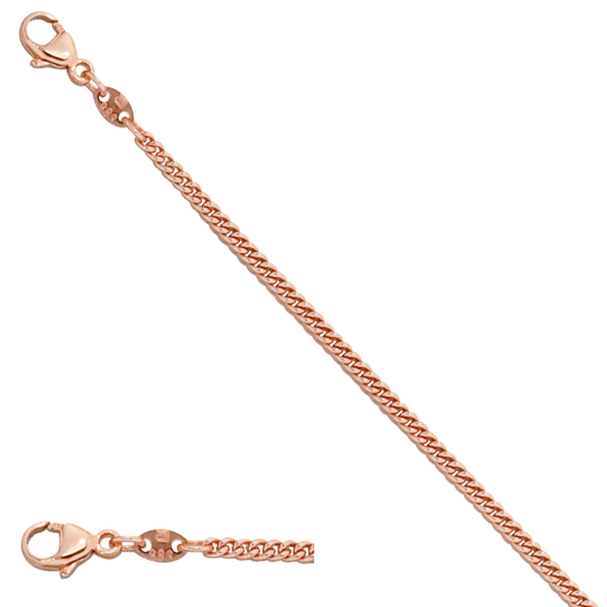 Panzerkette 585 Rotgold 2,0 mm 45 cm Gold Kette Halskette Rotgoldkette Karabiner