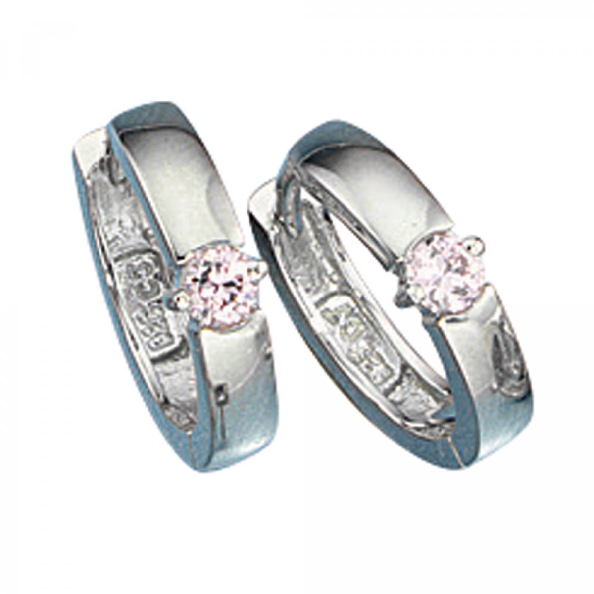 Creolen 925 Silber 2 Zirkonia rosa Ohrringe Silberohrringe Silbercreolen