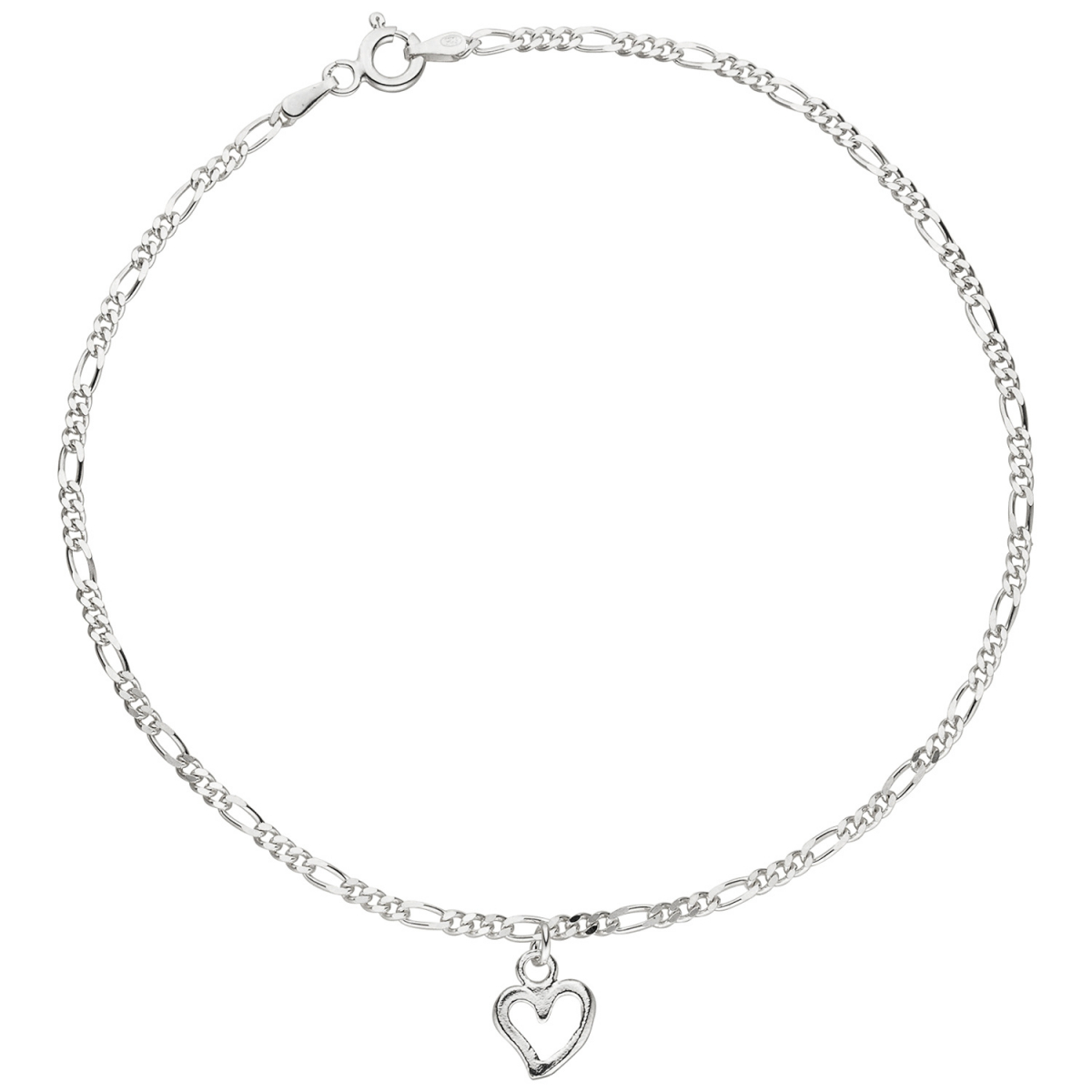 Fußkettchen Fußkette Herz 925 Sterling Silber Federring