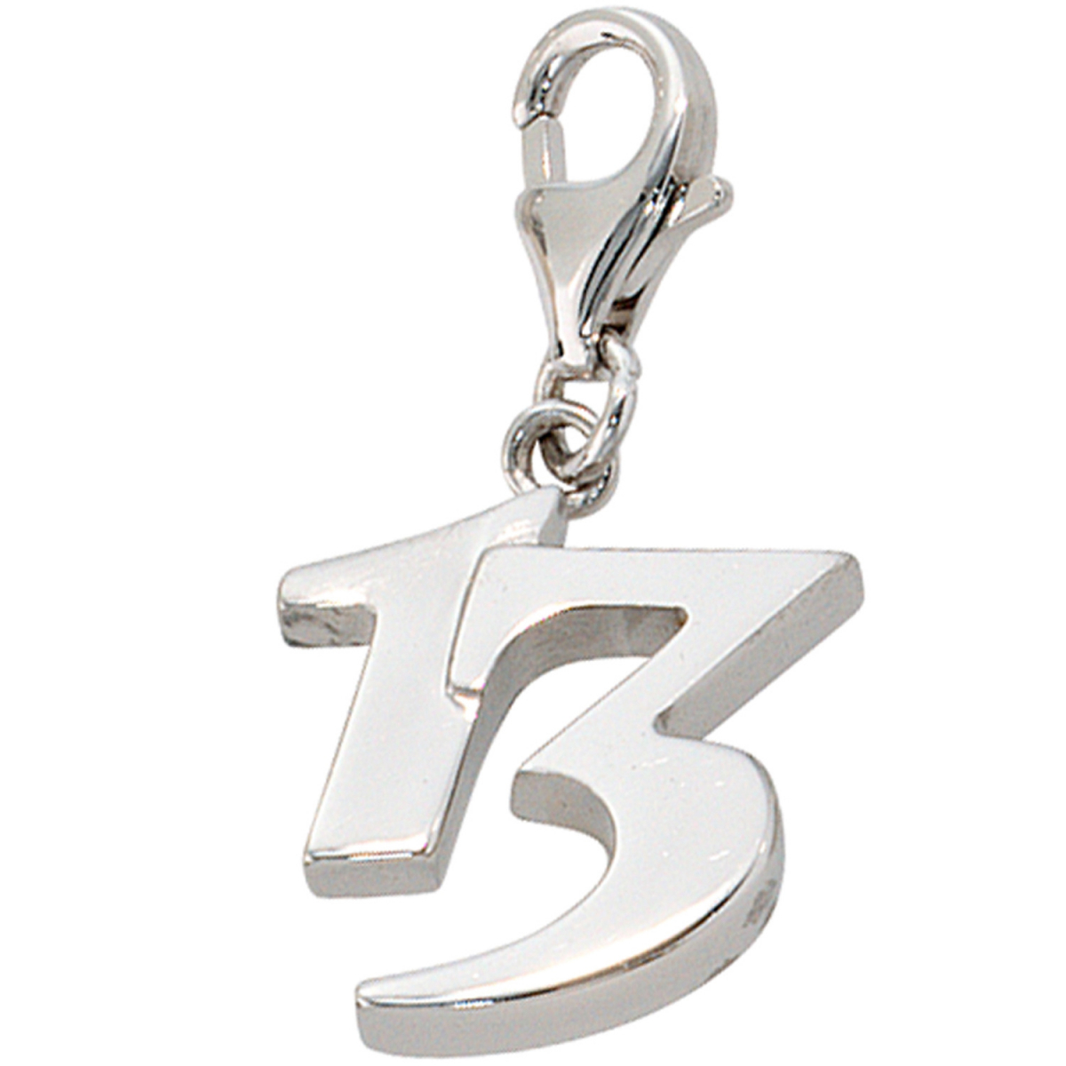 Einhänger Charm 13 Dreizehn 925 Sterling Silber rhodiniert