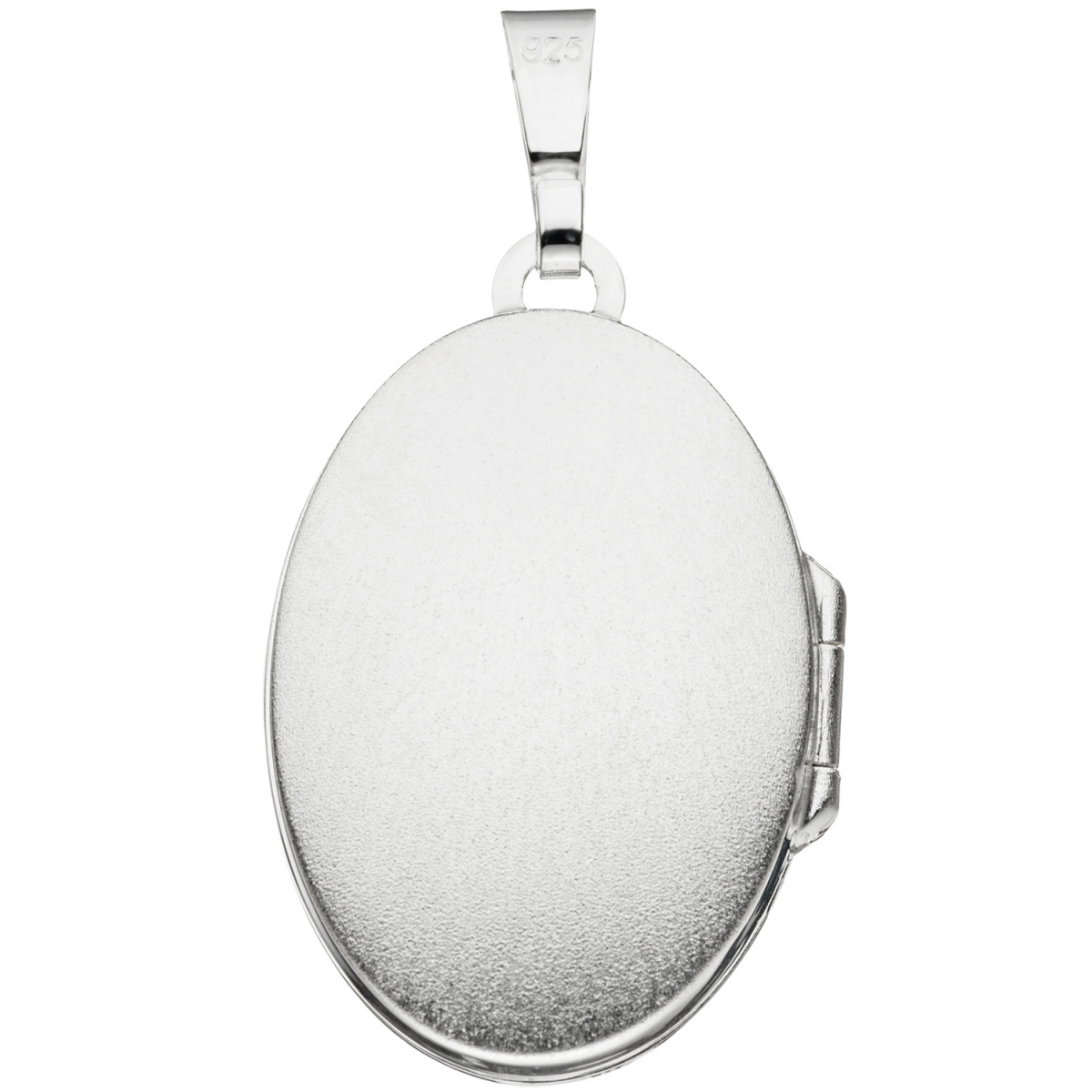 Medaillon oval für 2 Fotos 925 Sterling Silber mattiert Anhänger zum Öffnen