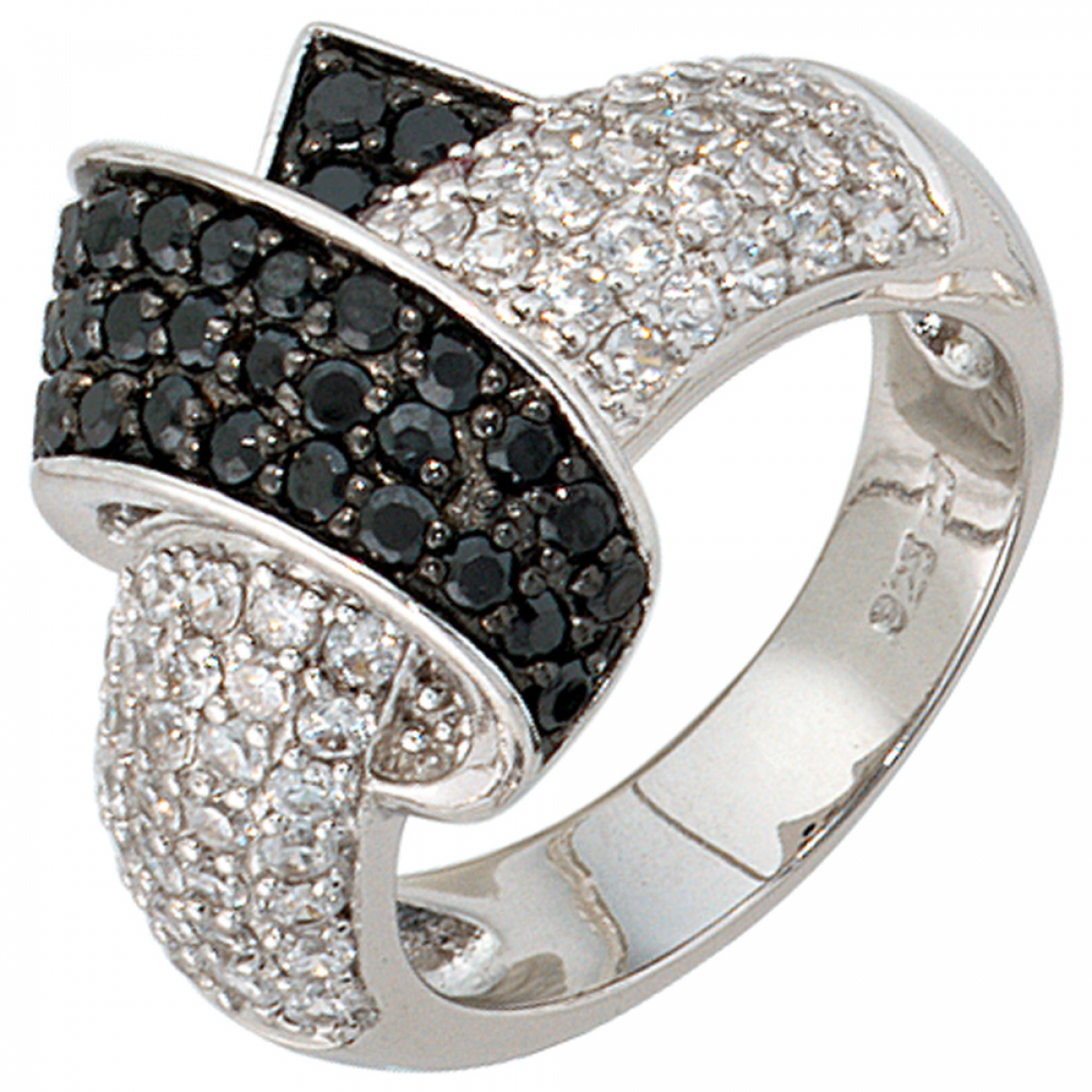Damen Ring 925 Sterling Silber rhodiniert mit Zirkonia Silberring - 56mm