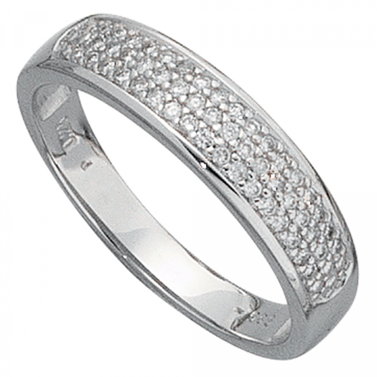 Damen Ring 585 Gold Weißgold 50 Diamanten Brillanten 0,25ct. Weißgoldring - 56mm