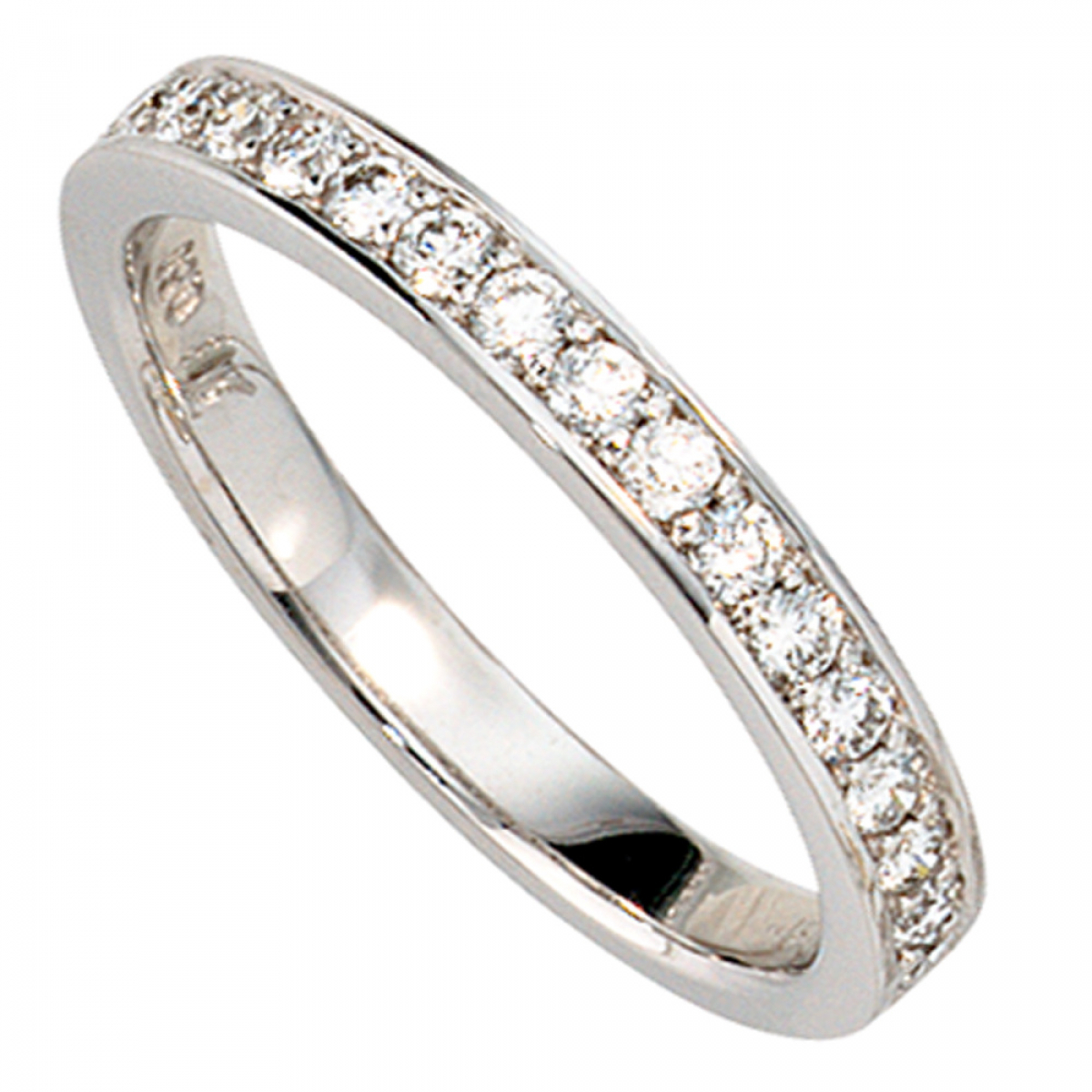 Damen Ring 585 Gold Weißgold 17 Diamanten Brillanten 0,50ct. Weißgoldring - 60mm