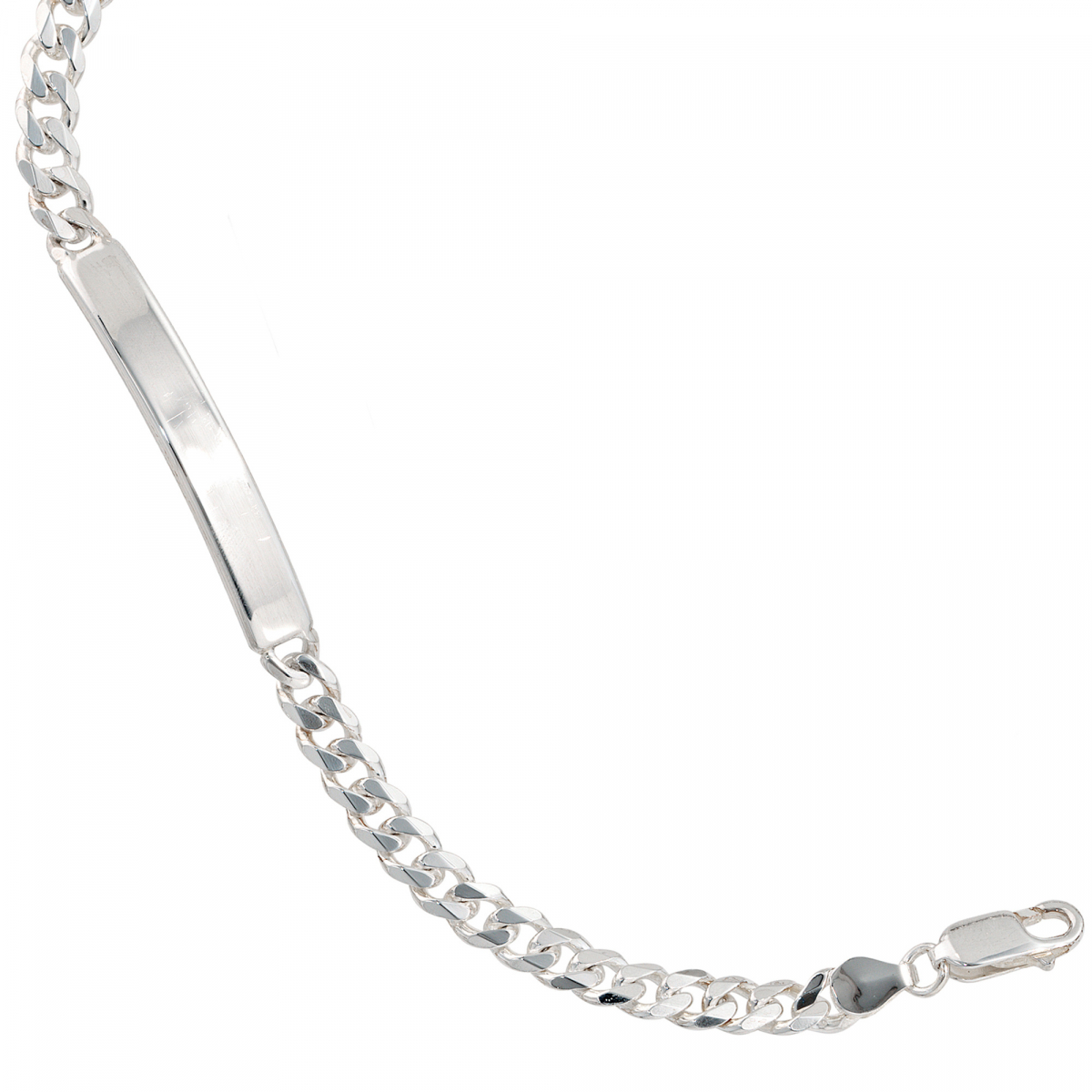 Schildband 925 Sterling Silber 19 cm Gravur ID Armband Karabiner