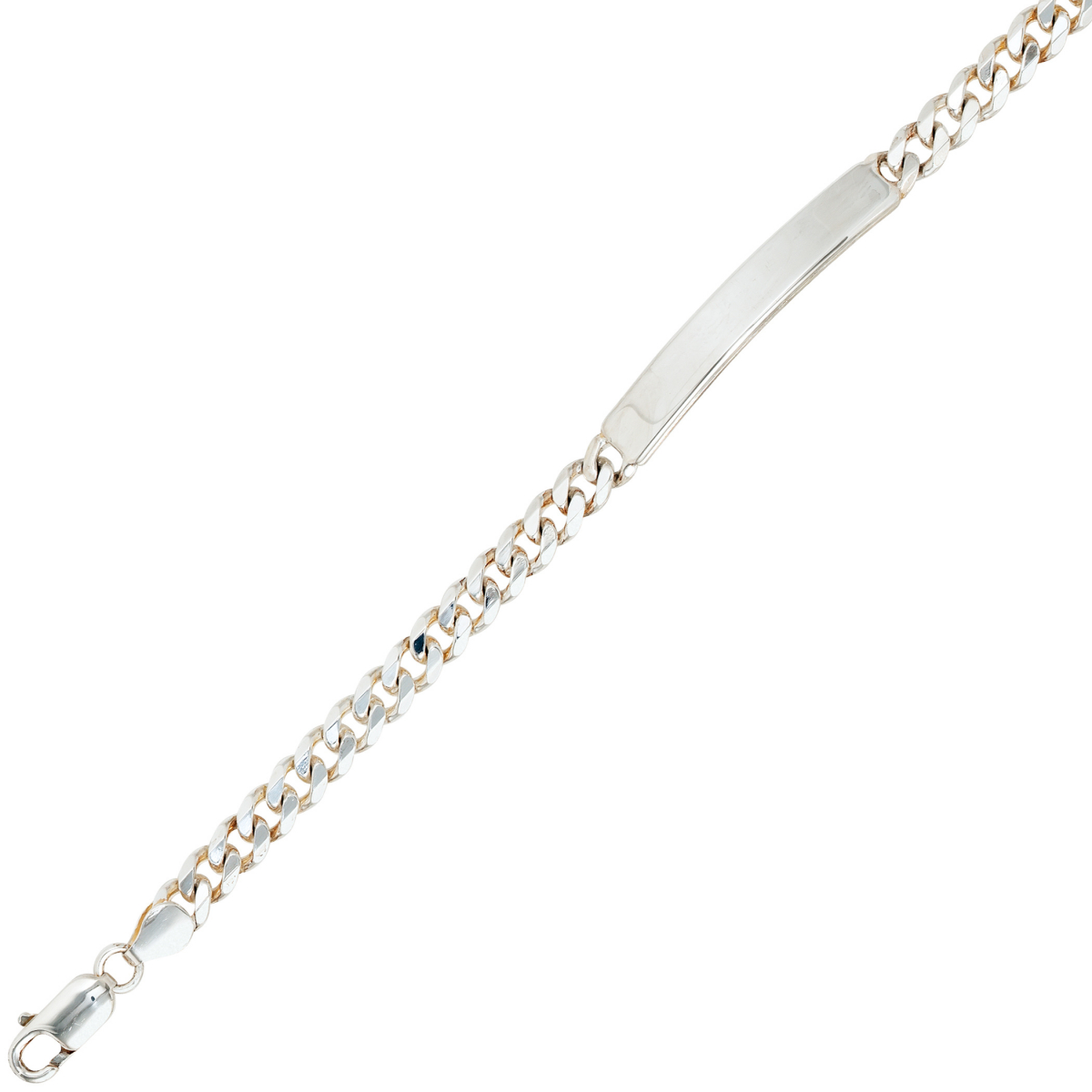 Schildband 925 Sterling Silber 21 cm Gravur ID Armband Karabiner