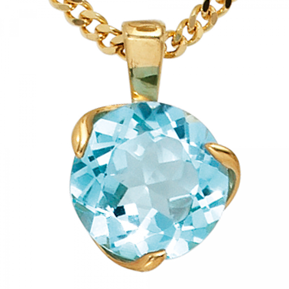 Anhänger 585 Gold Gelbgold 1 Blautopas hellblau blau Goldanhänger Topasanhänger