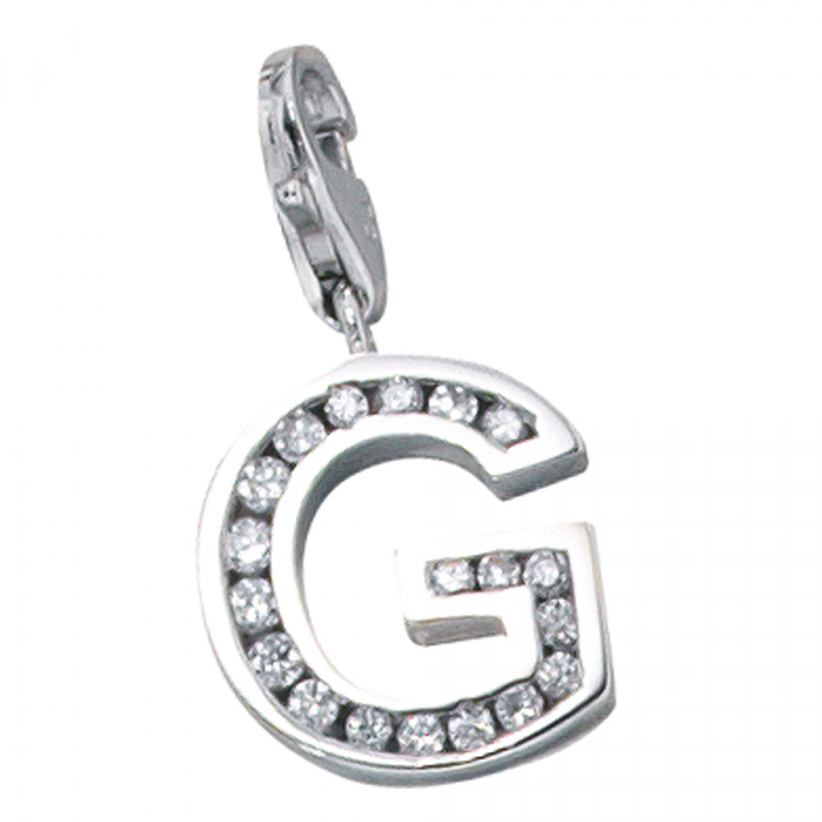 Einhänger Charm Buchstabe G 925 Sterling Silber mit Zirkonia