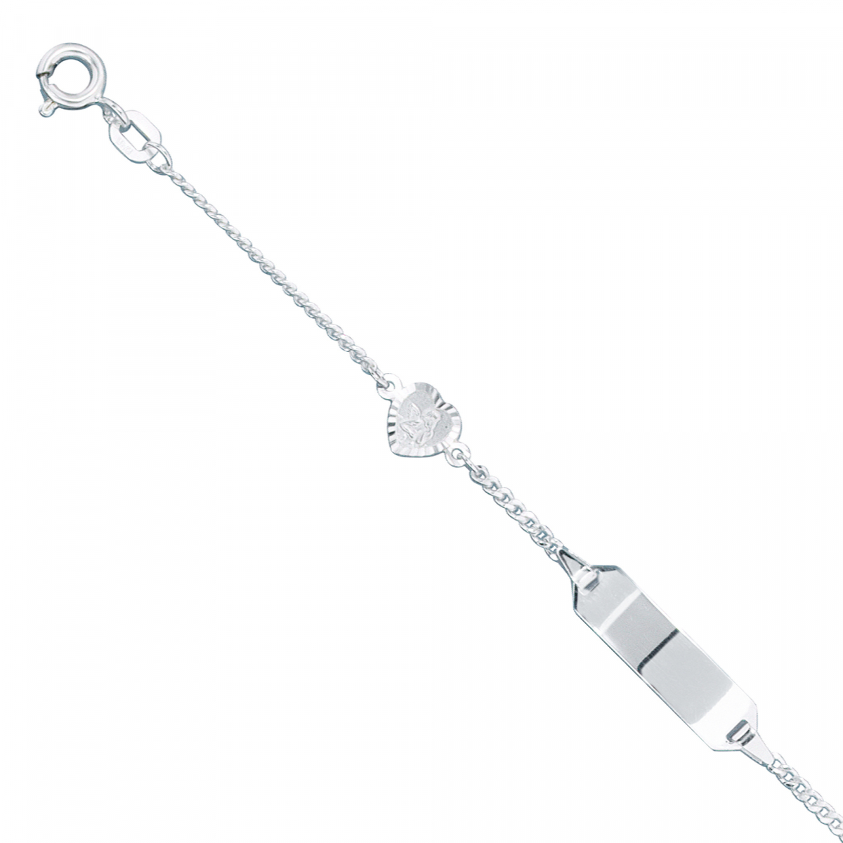 Schildband Schutzengel 925 Sterling Silber 14 cm Gravur ID Armband Federring