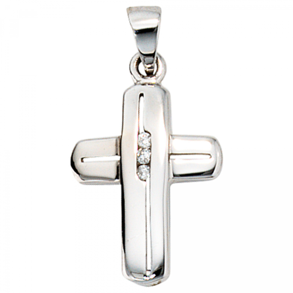 Anhänger Kreuz 585 Gold Weißgold 3 Diamanten Brillanten Kreuzanhänger Goldkreuz