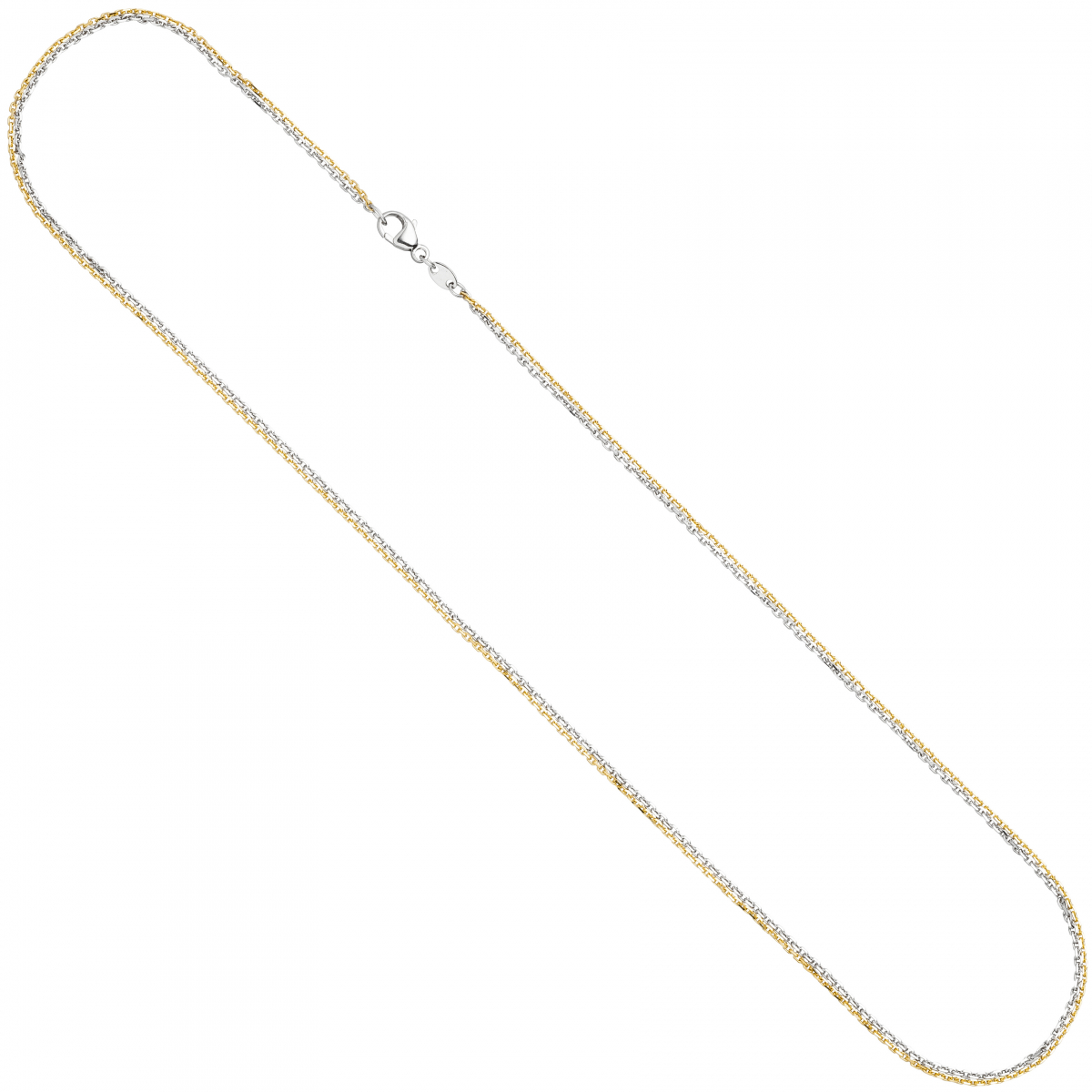 Ankerkette 2-reihig 585 Gelbgold Weißgold 45 cm Gold Kette Weißgoldkette