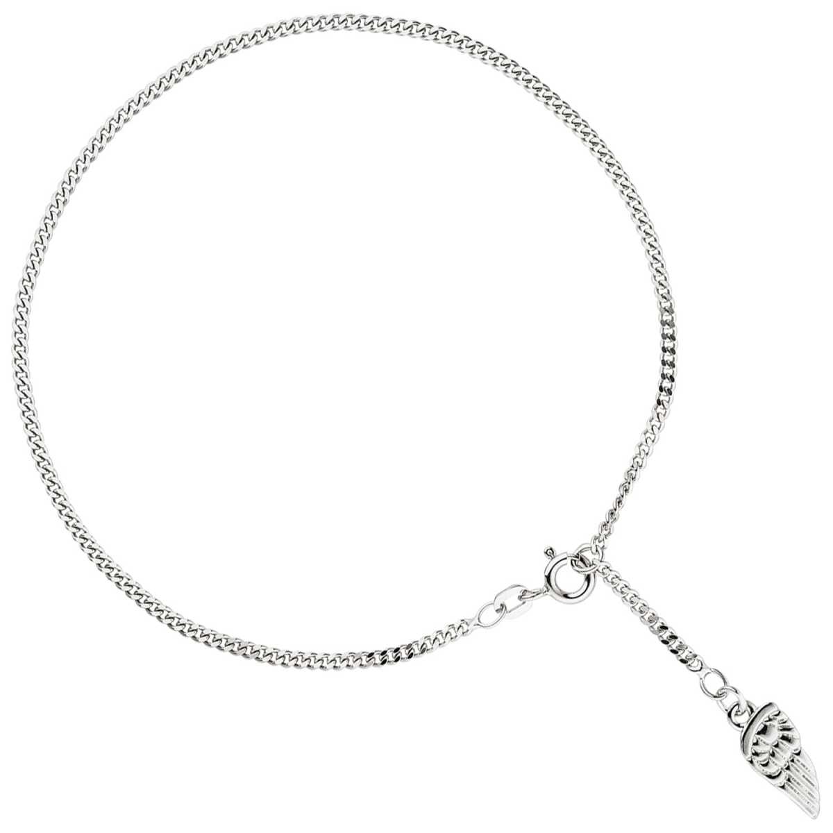 Fußkettchen Fußkette Flügel 925 Sterling Silber rhodiniert Federring