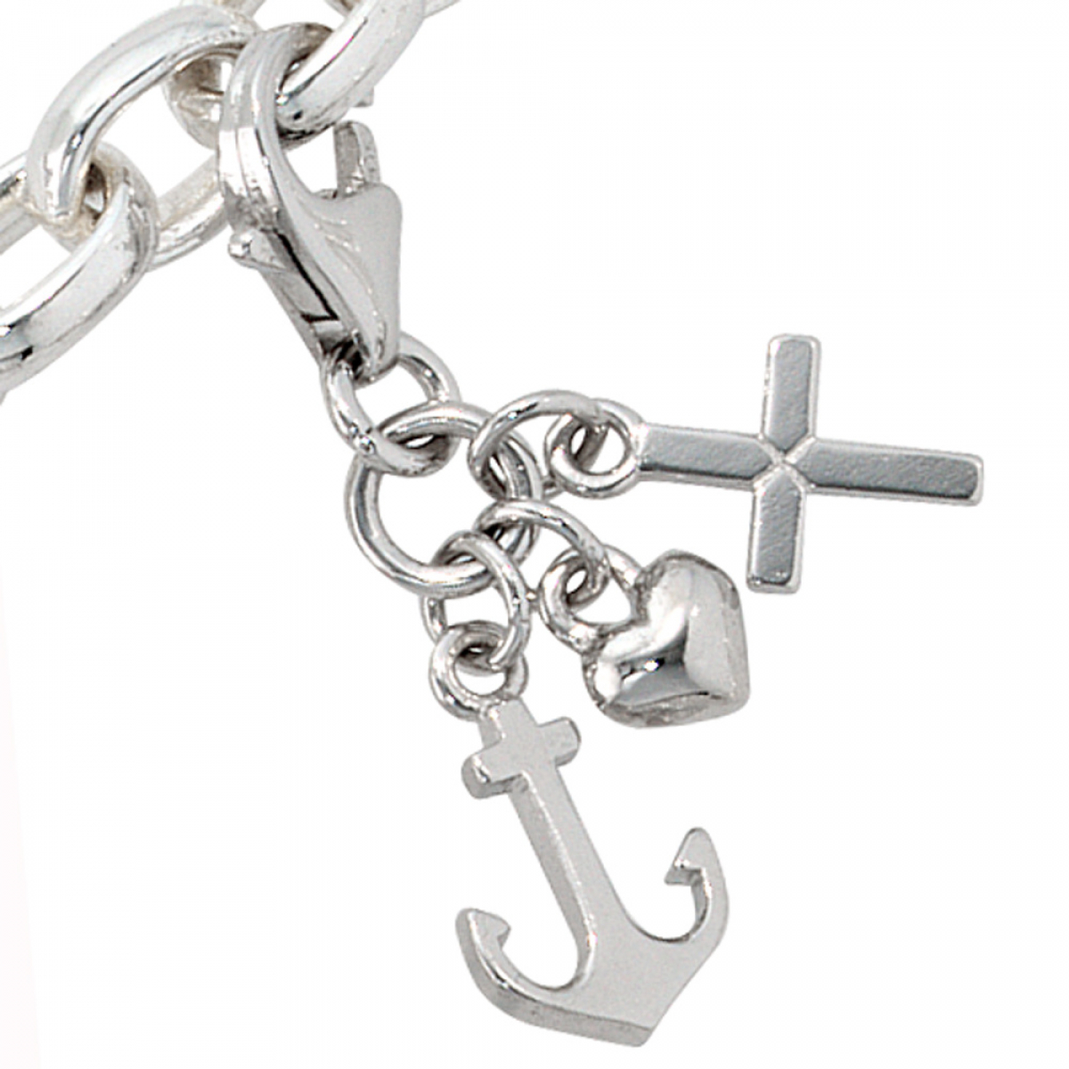 Einhänger Charm Glaube Liebe Hoffnung 925 Sterling Silber rhodiniert