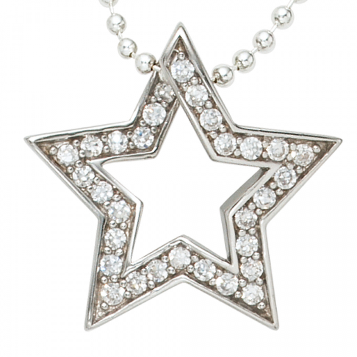 Anhänger Stern 925 Sterling Silber rhodiniert mit Zirkonia