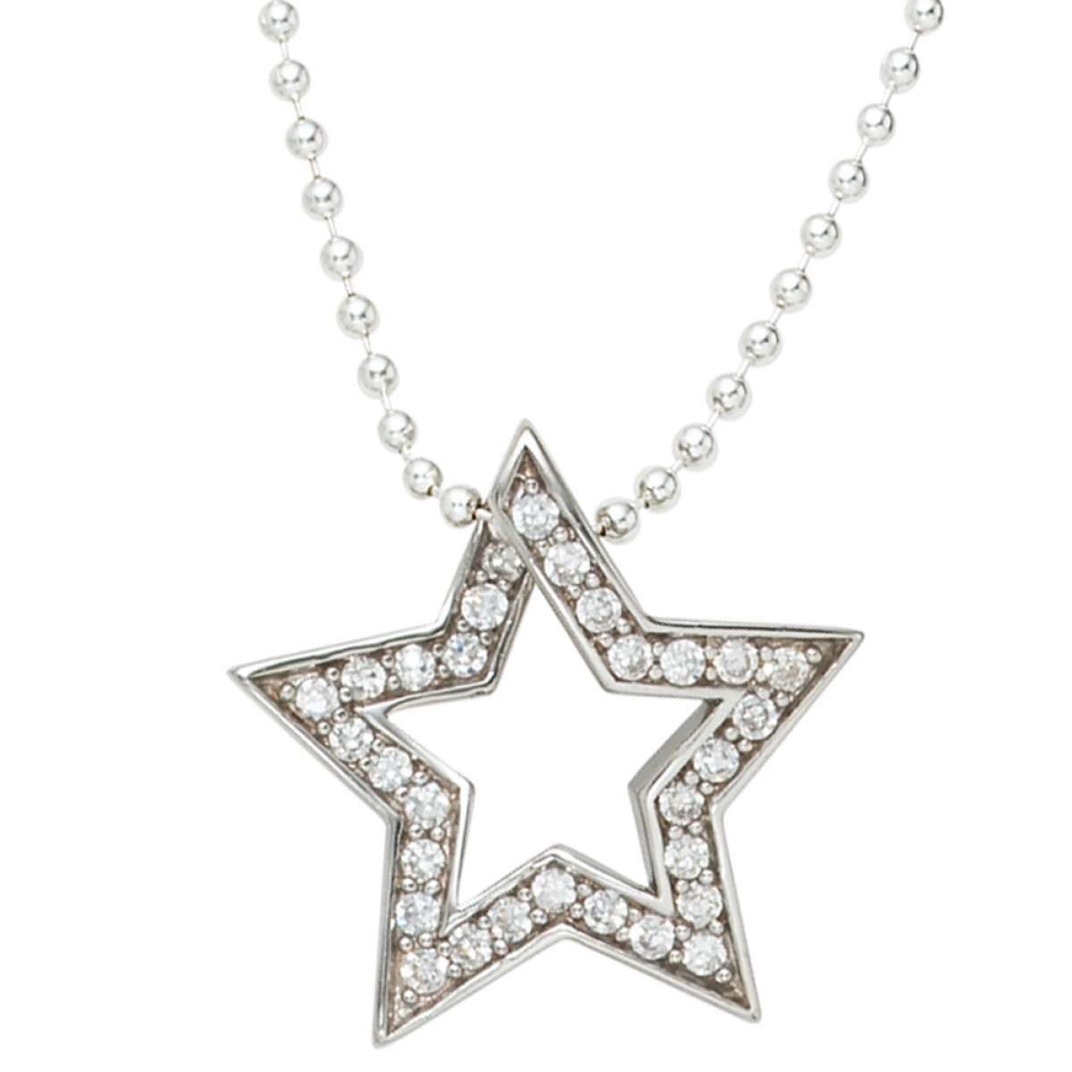 Anhänger Stern 925 Sterling Silber rhodiniert mit Zirkonia