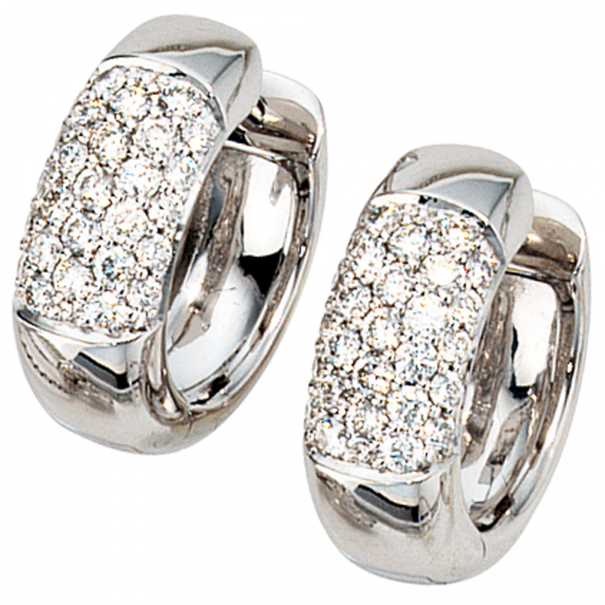 Creolen rund 585 Gold Weißgold 54 Diamanten Brillanten Ohrringe Weißgoldcreolen