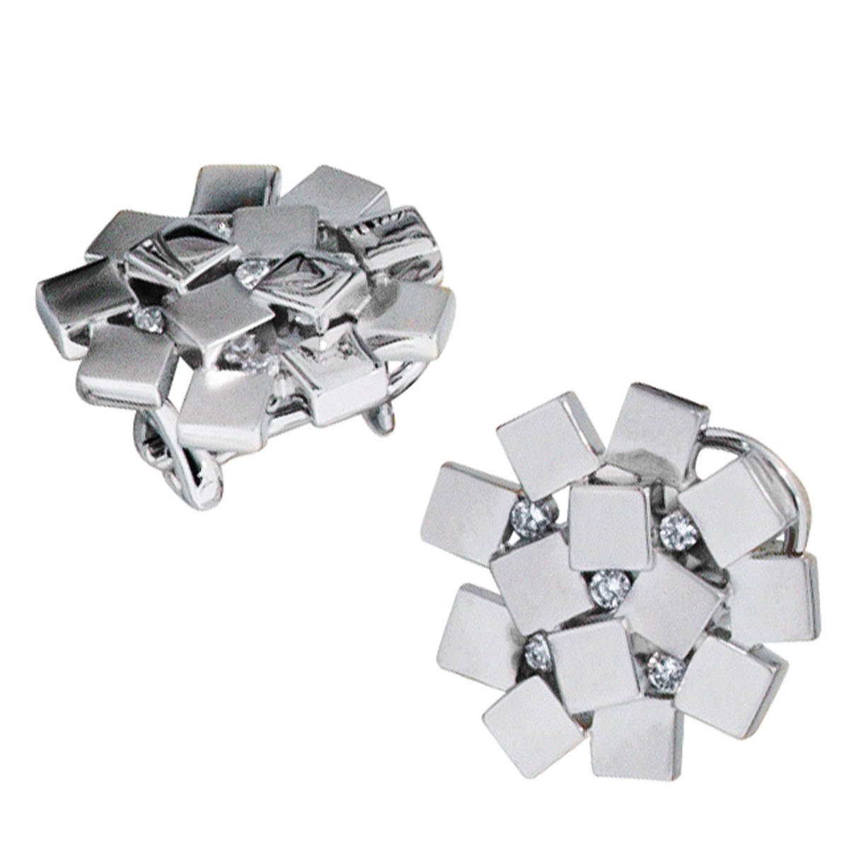 Ohrstecker 925 Sterling Silber rhodiniert mattiert 10 Zirkonia Ohrringe