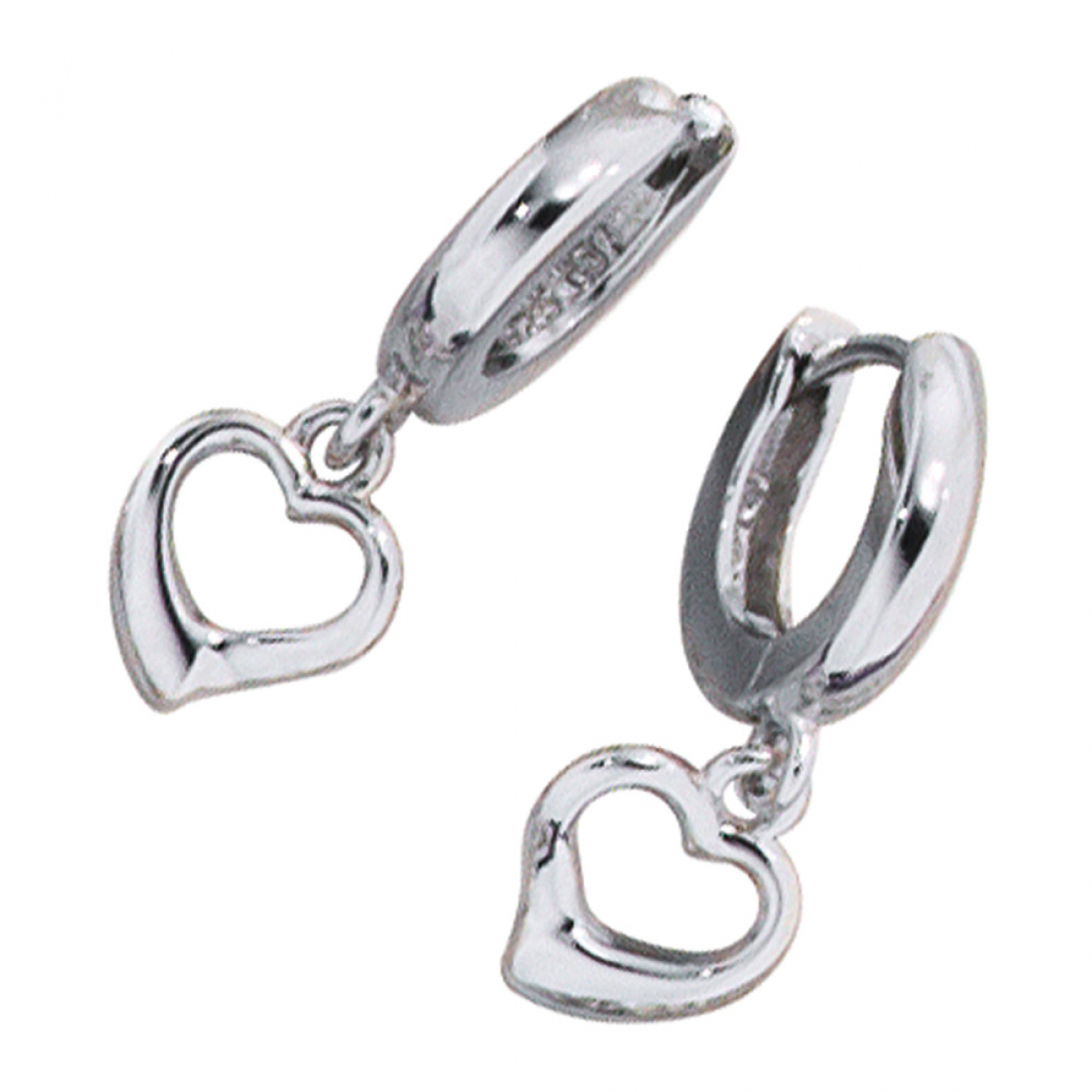 Kinder Creolen Herz 925 Sterling Silber rhodiniert Ohrringe Kinderohrringe
