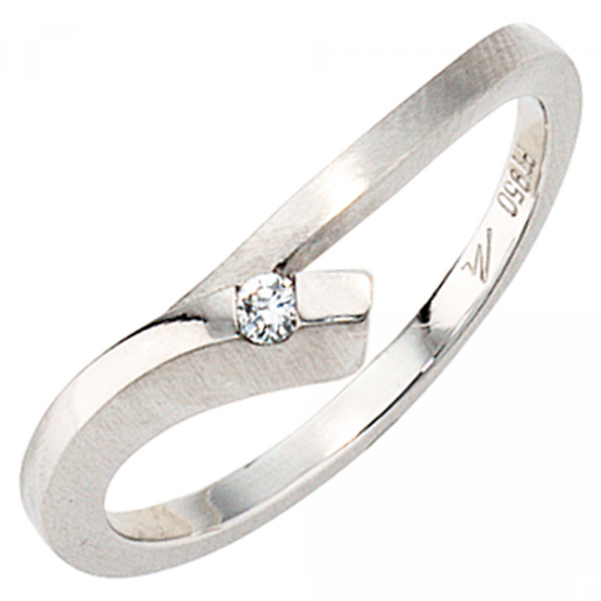 Damen Ring 950 Platin mattiert 1 Diamant Brillant 0,03ct. Platinring - 54mm