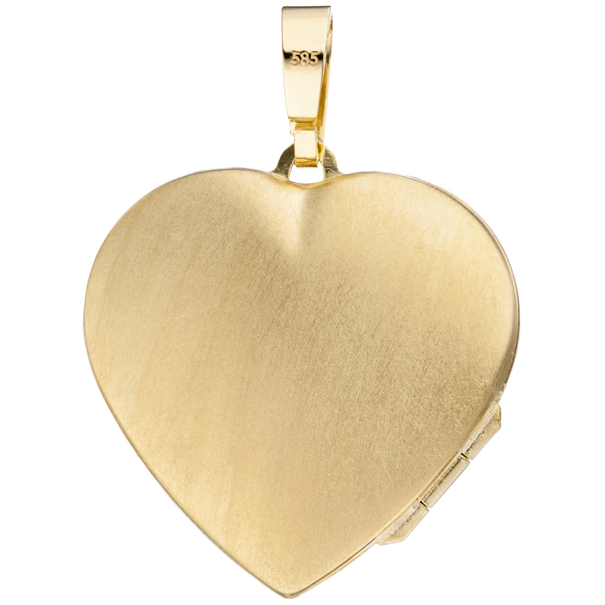 Medaillon Herz 585 Gold Gelbgold mattiert Anhänger zum Öffnen