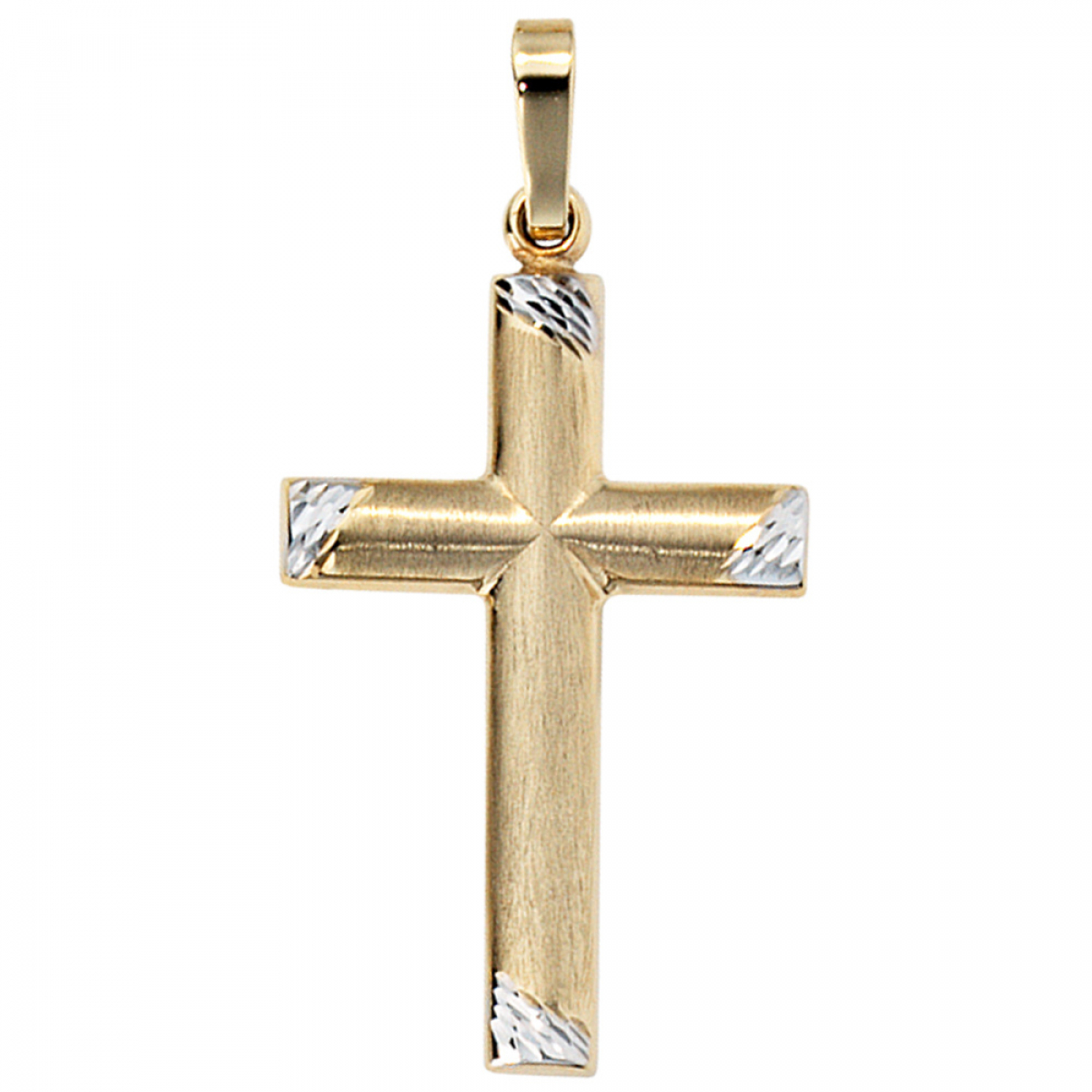 Anhänger Kreuz 333 Gold Gelbgold bicolor matt Kreuzanhänger Goldkreuz