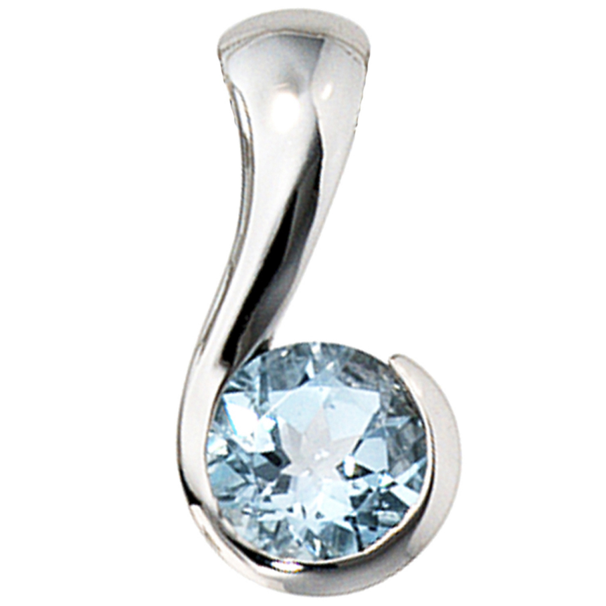 Anhänger 333 Gold Weißgold 1 Blautopas blau Goldanhänger