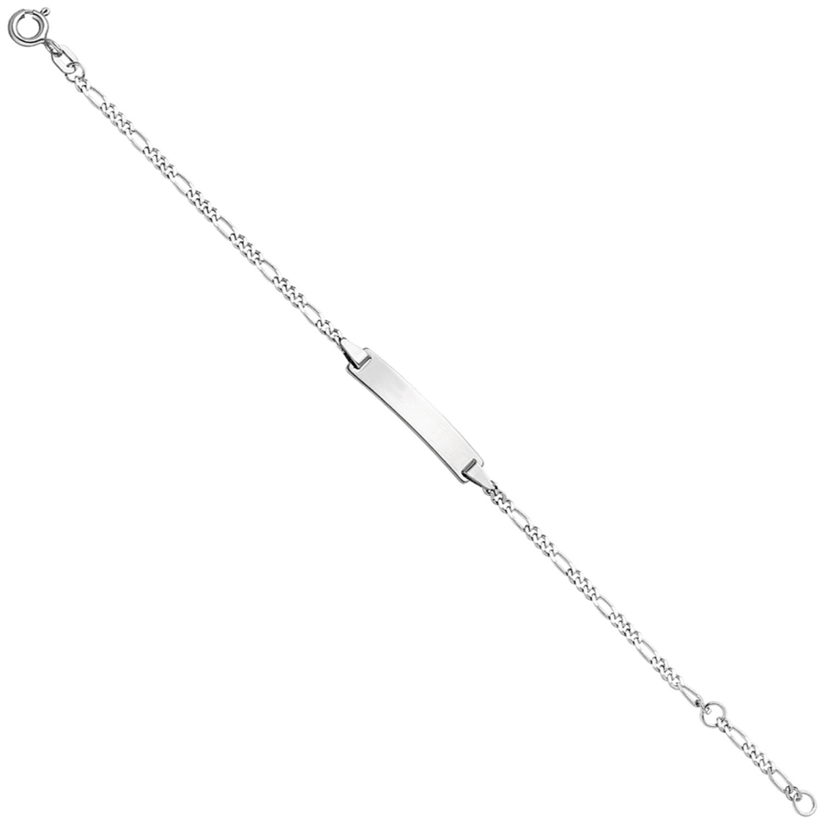 Schildband 925 Sterling Silber rhodiniert 16 cm Gravur ID Armband Federring