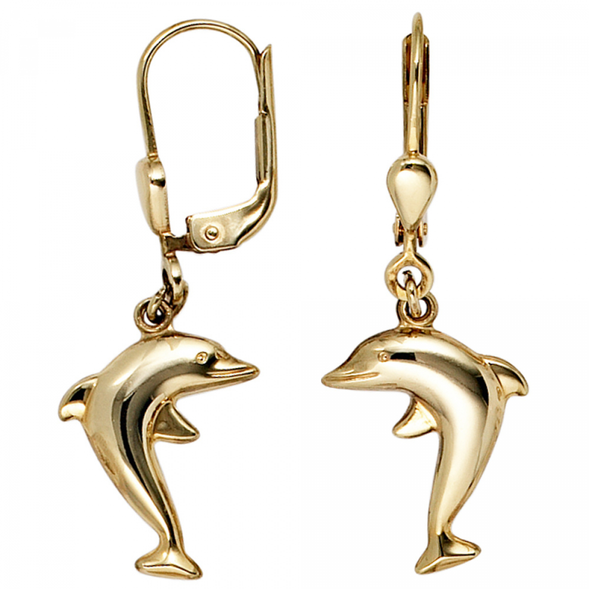 Boutons Delfin 333 Gold Gelbgold Ohrringe Ohrhänger Delfinohrringe