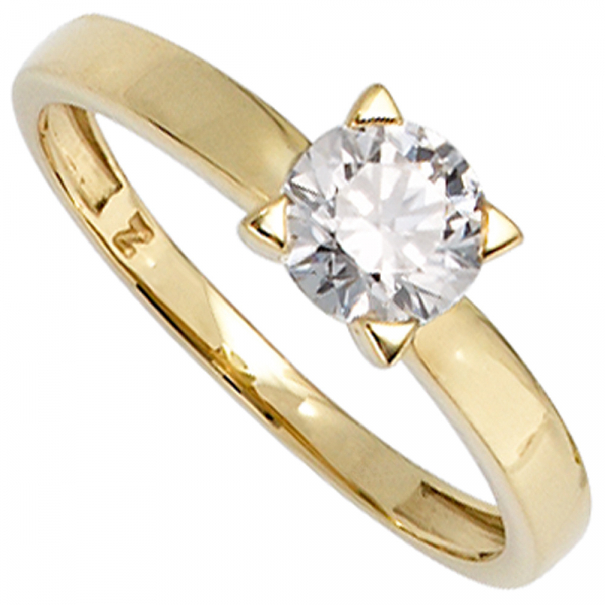 Damen Ring 333 Gold Gelbgold 1 Zirkonia Goldring - 58mm