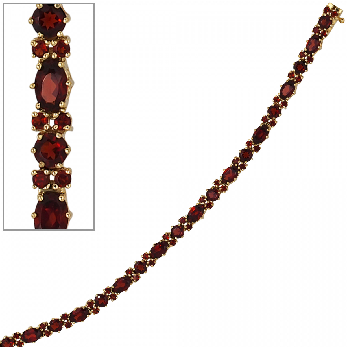 Armband 333 Gold Gelbgold und 72 Granate rot 19 cm Granatarmband
