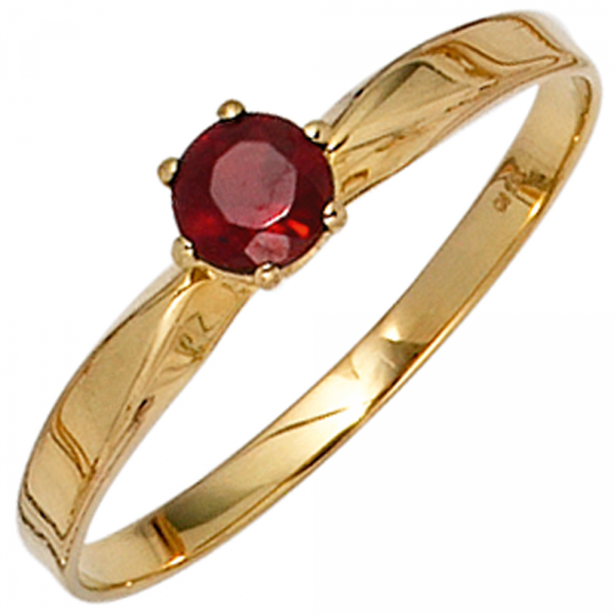 Damen Ring 585 Gold Gelbgold 1 Granat rot Goldring Granatring - 54mm