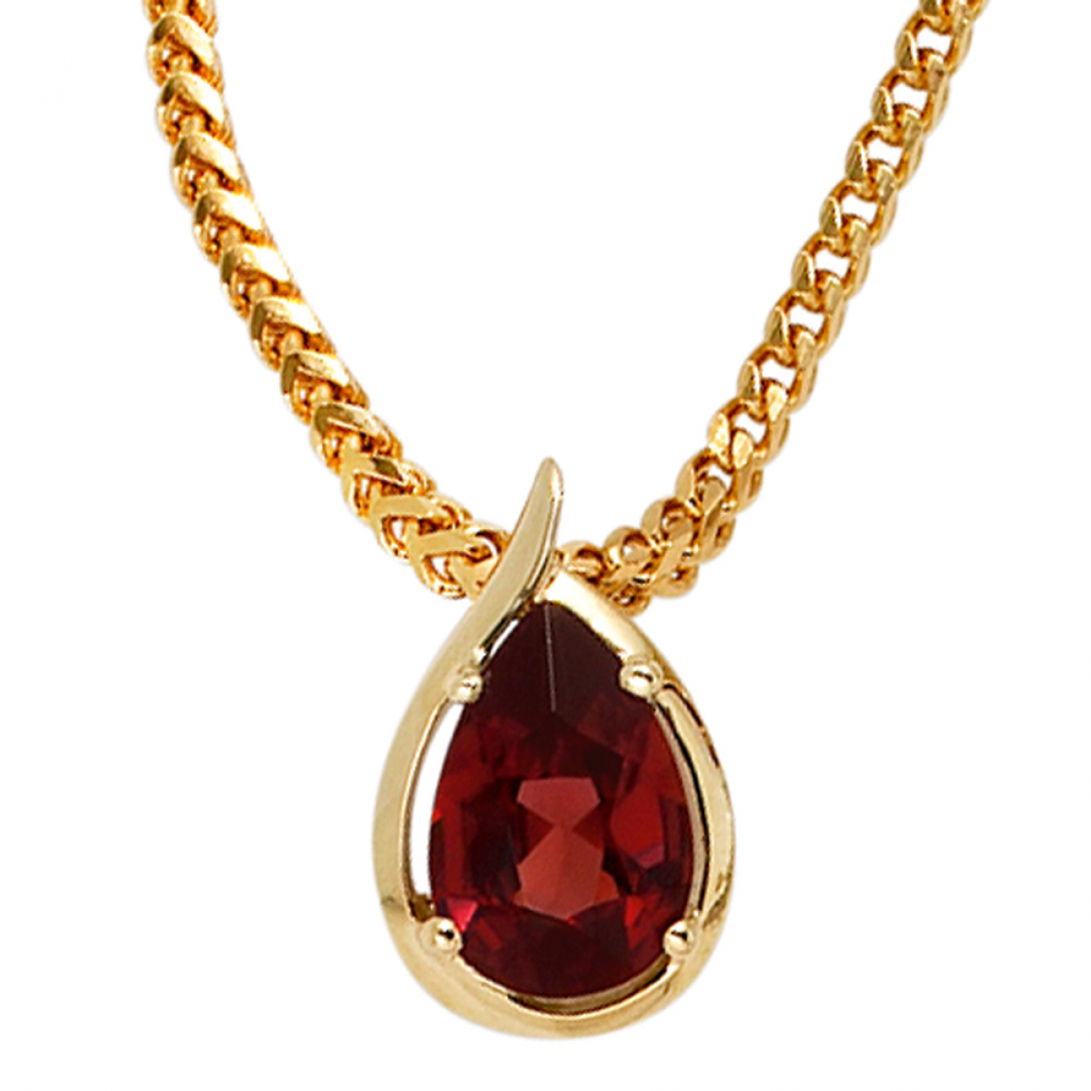 Anhänger Tropfen 585 Gold Gelbgold 1 Granat rot Goldanhänger Granatanhänger
