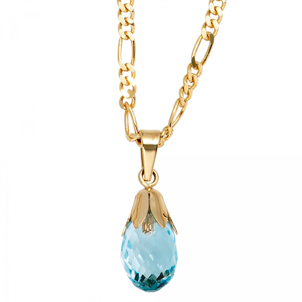 Anhänger Tropfen 333 Gold Gelbgold 1 Blautopas blau Goldanhänger