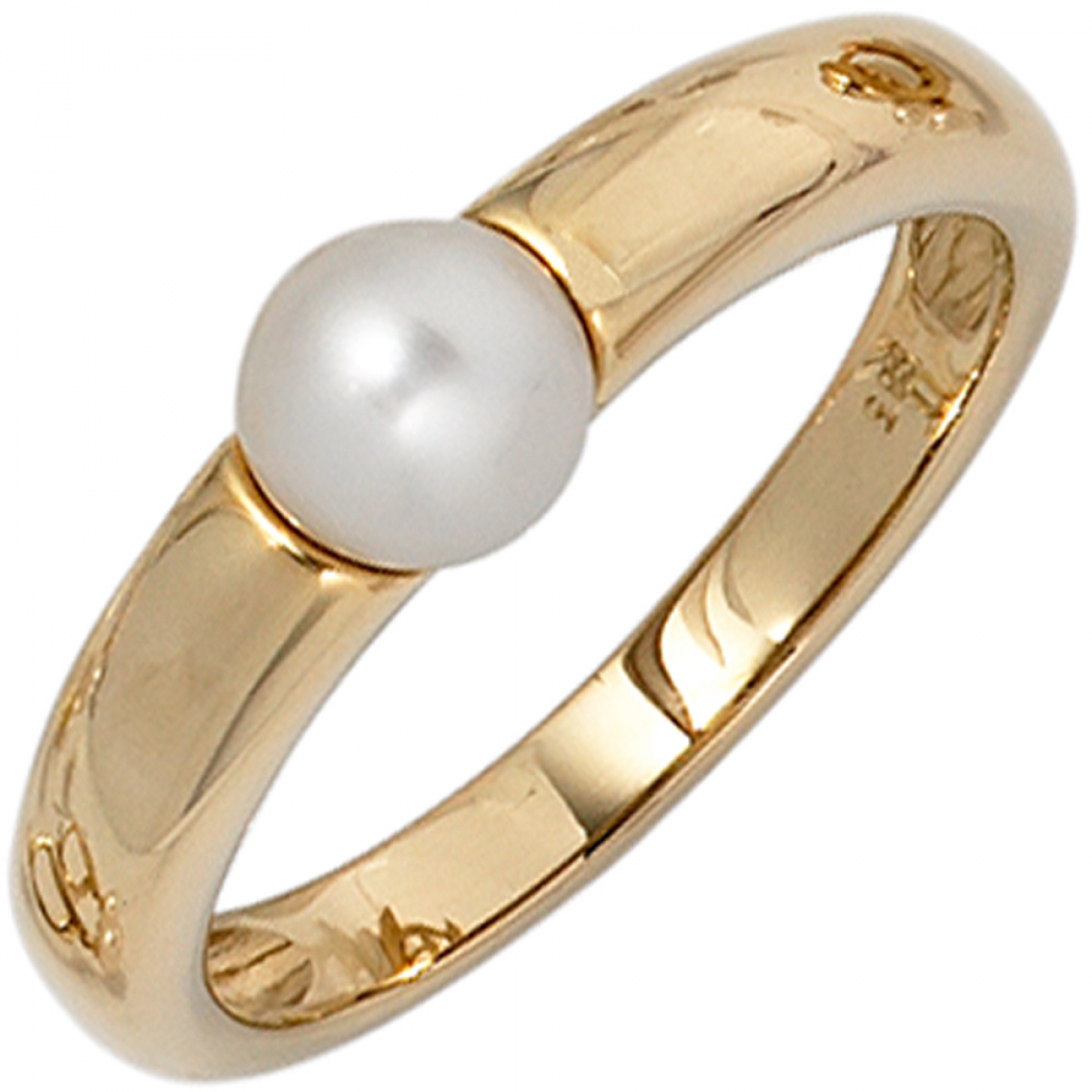 Damen Ring 585 Gold Gelbgold 1 Süßwasser Perle Goldring Perlenring - 50mm