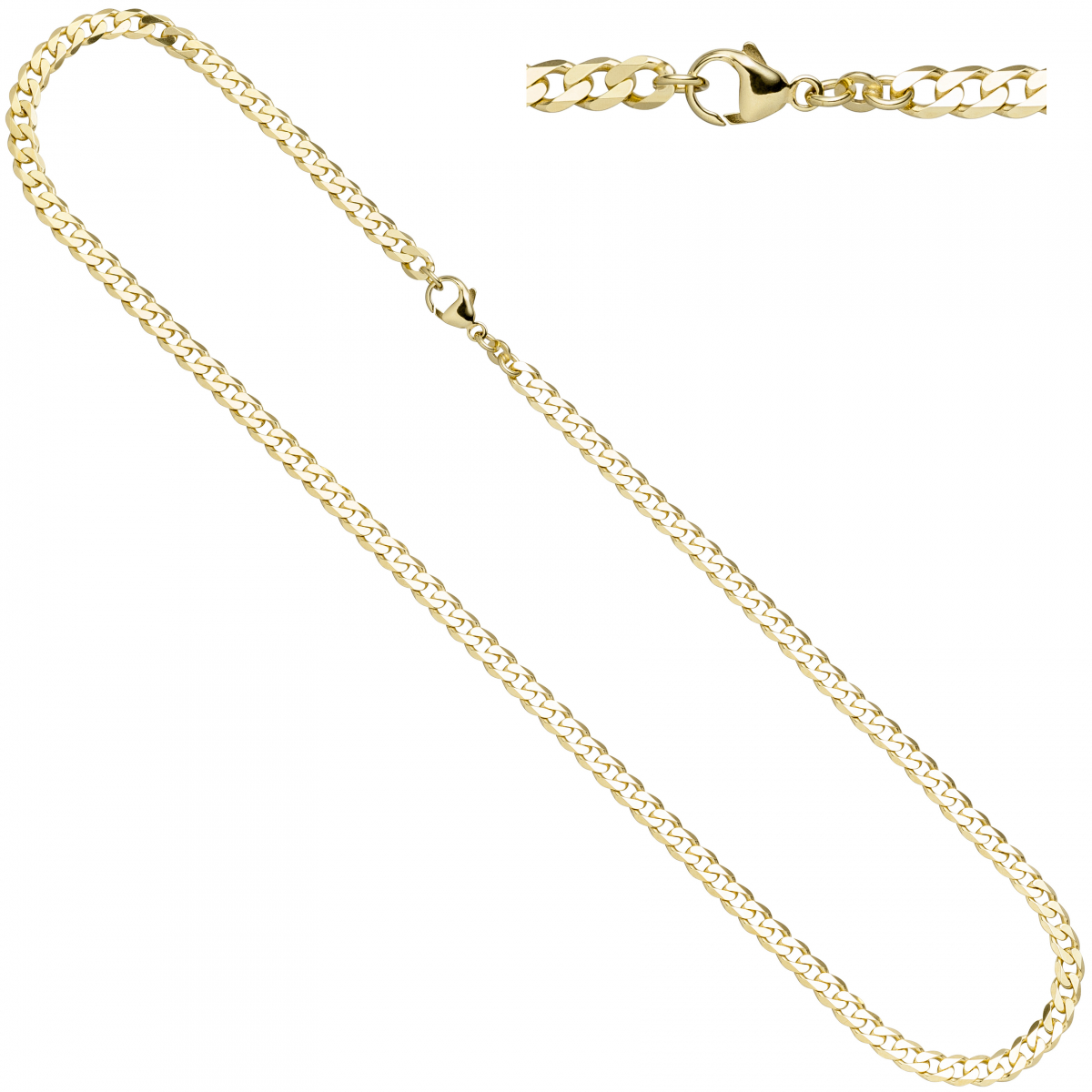 Panzerkette 333 Gelbgold 4,9 mm 50 cm Karabiner Gold Kette Goldkette Halskette