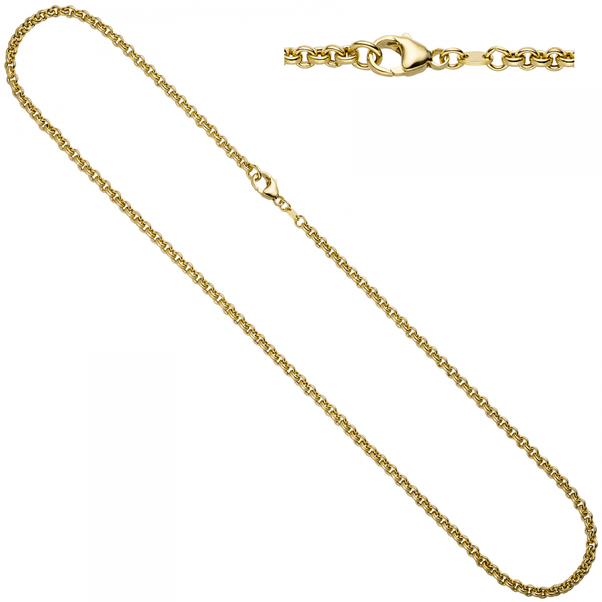 Erbskette 585 Gelbgold 3,4 mm 80 cm Gold Kette Halskette Goldkette Karabiner