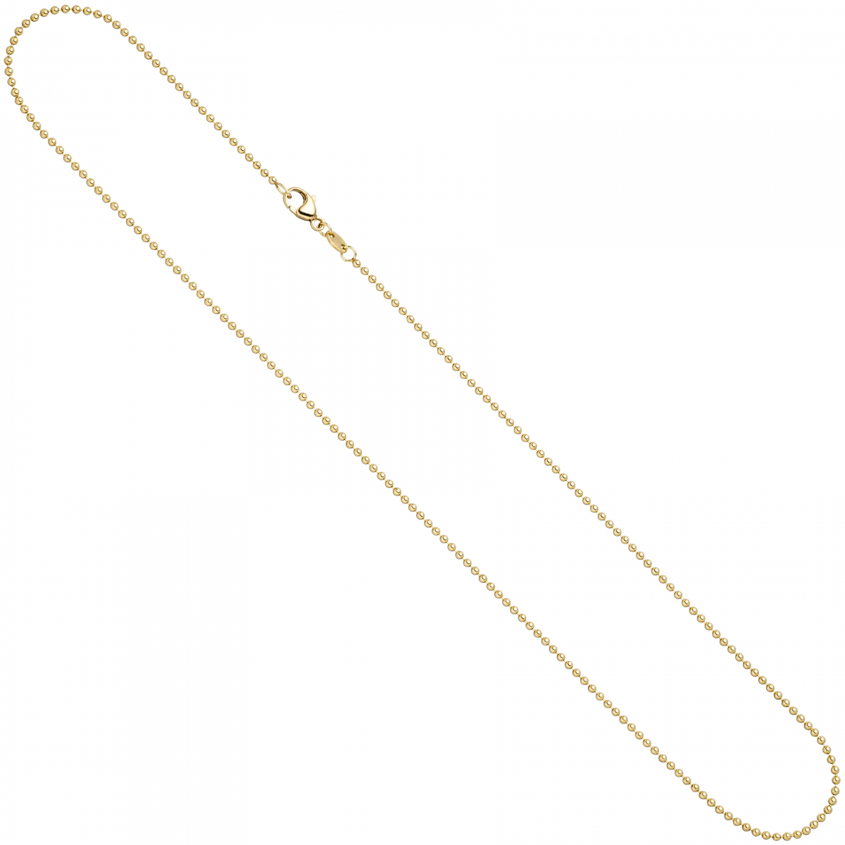 Kugelkette 585 Gelbgold 1,5 mm 42 cm Gold Kette Halskette Goldkette Karabiner