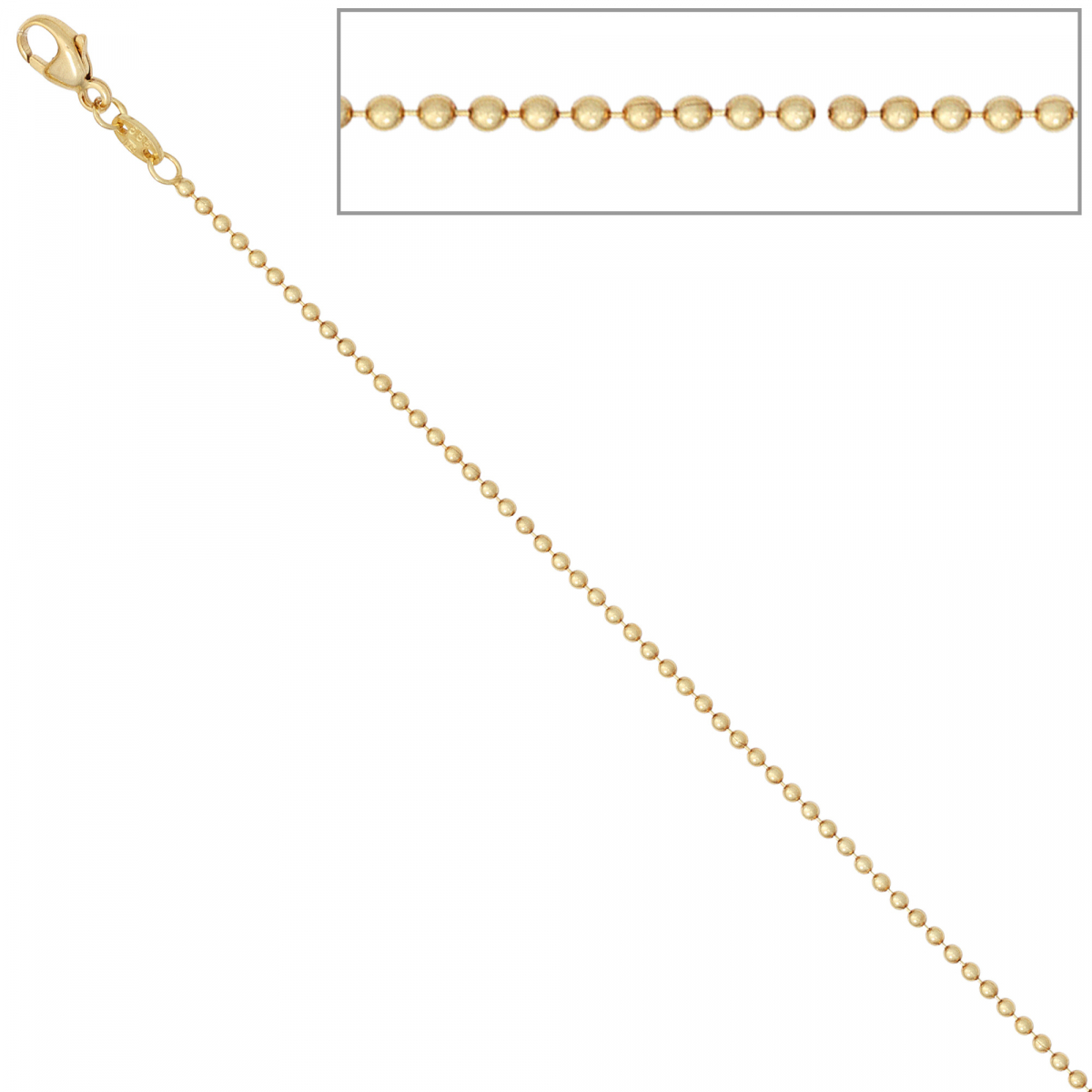 Kugelkette 585 Gelbgold 1,5 mm 45 cm Gold Kette Halskette Goldkette Karabiner