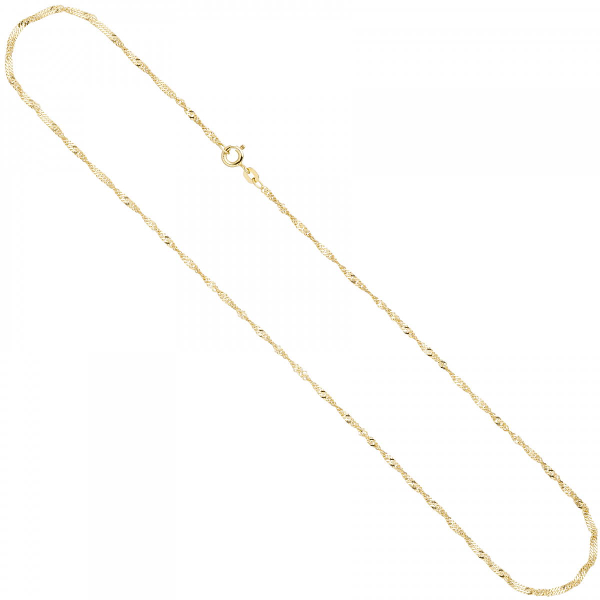 Singapurkette 585 Gelbgold 1,8 mm 42 cm Gold Kette Halskette Goldkette Federring