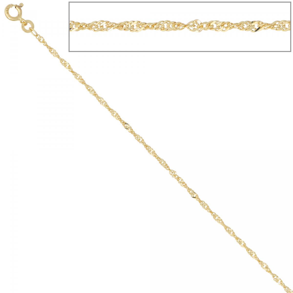 Singapurkette 585 Gelbgold 1,8 mm 42 cm Gold Kette Halskette Goldkette Federring