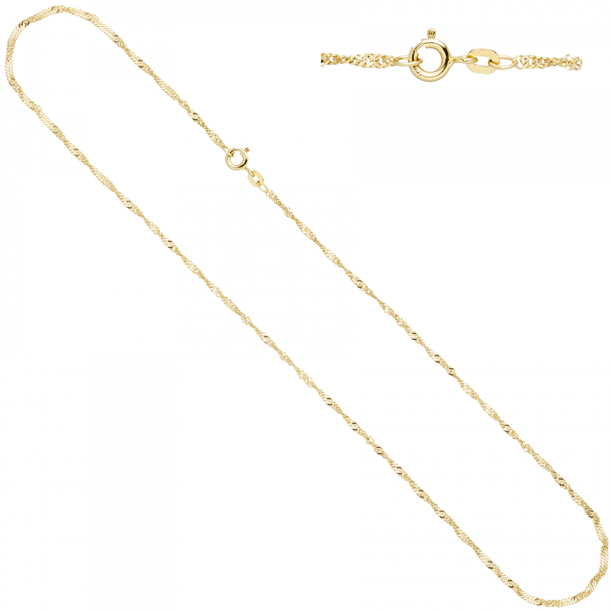 Singapurkette 585 Gelbgold 1,8 mm 45 cm Gold Kette Halskette Goldkette Federring