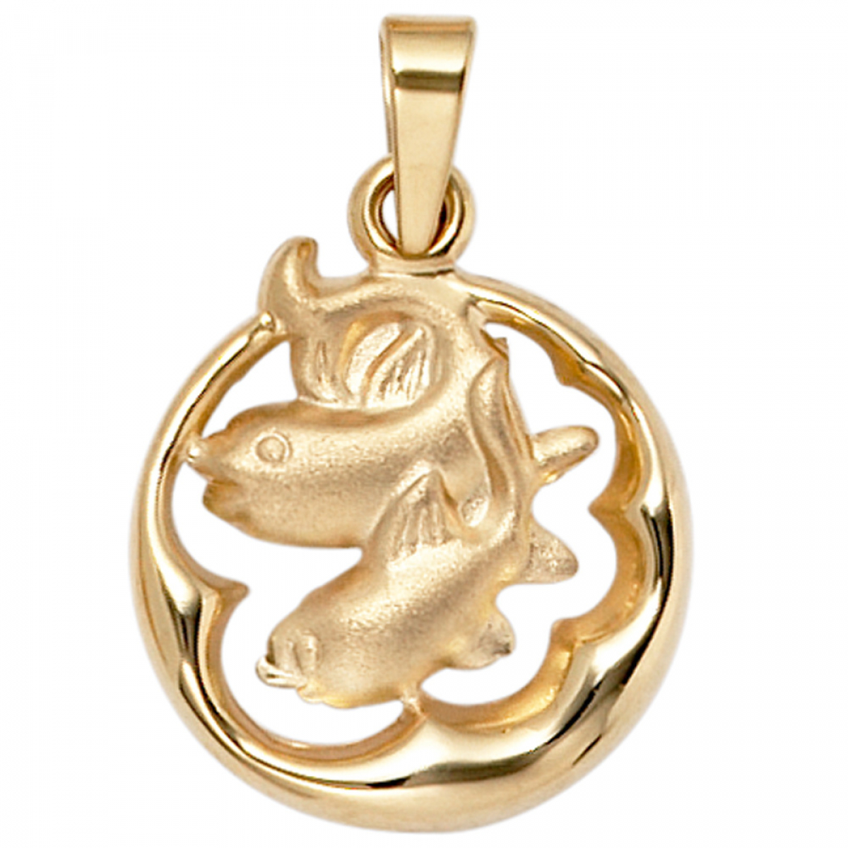 Anhänger Sternzeichen Fische 375 Gold Gelbgold matt Sternzeichenanhänger