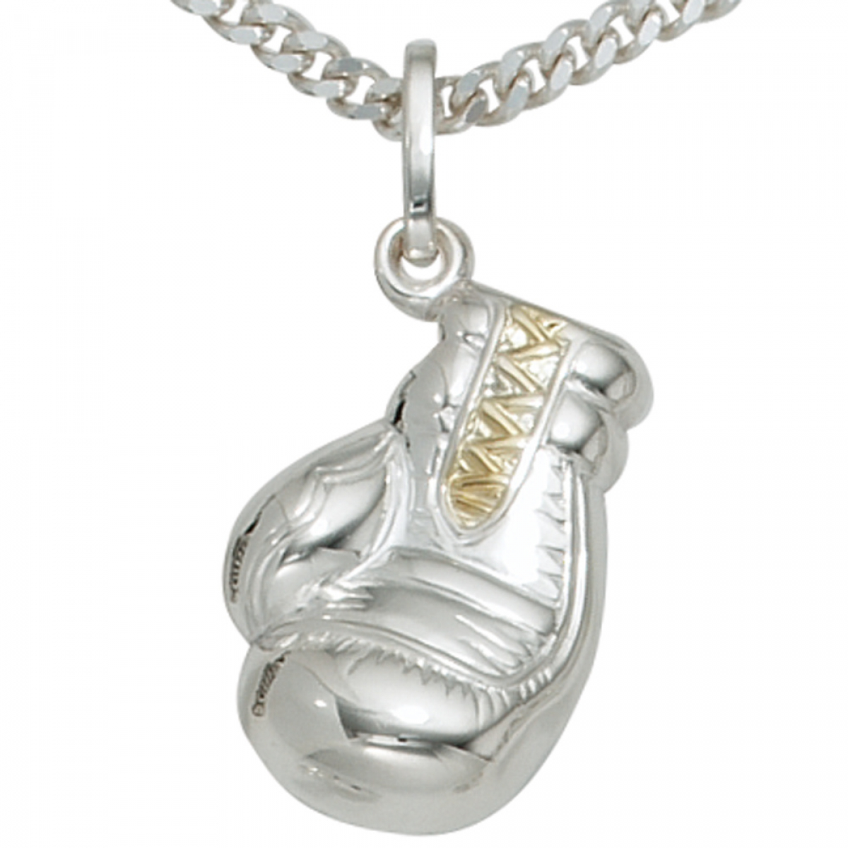 Kinder Anhänger Boxhandschuh 925 Silber bicolor vergoldet Kinderanhänger