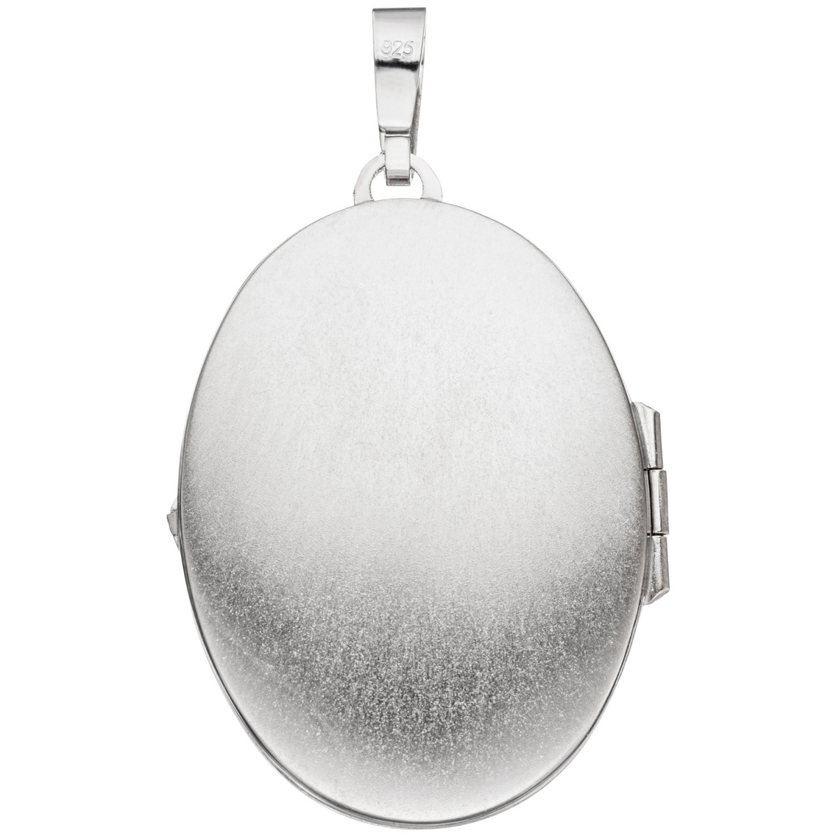 Medaillon oval für 2 Fotos 925 Sterling Silber matt Anhänger zum Öffnen