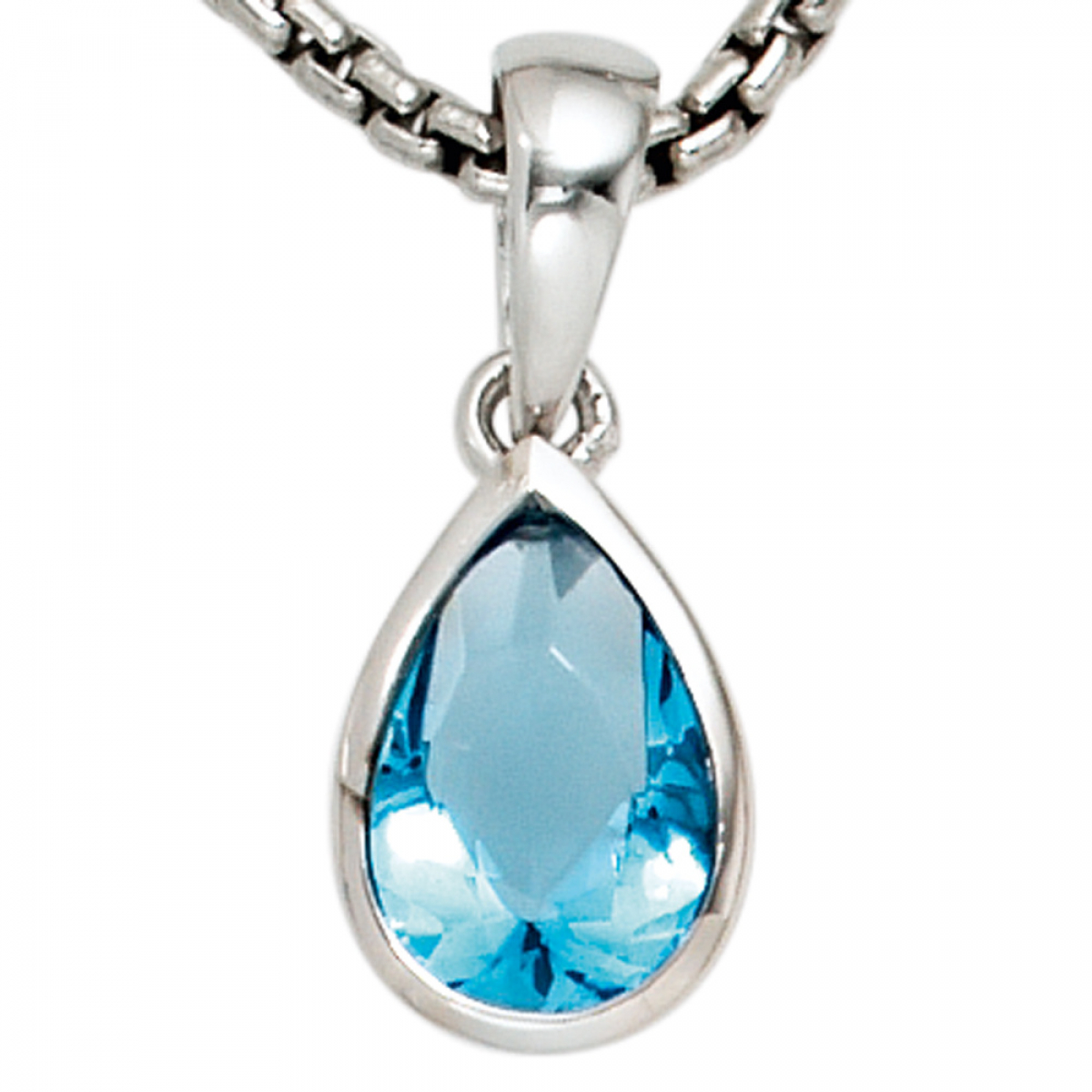 Anhänger Tropfen 925 Sterling Silber rhodiniert 1 Zirkonia blau